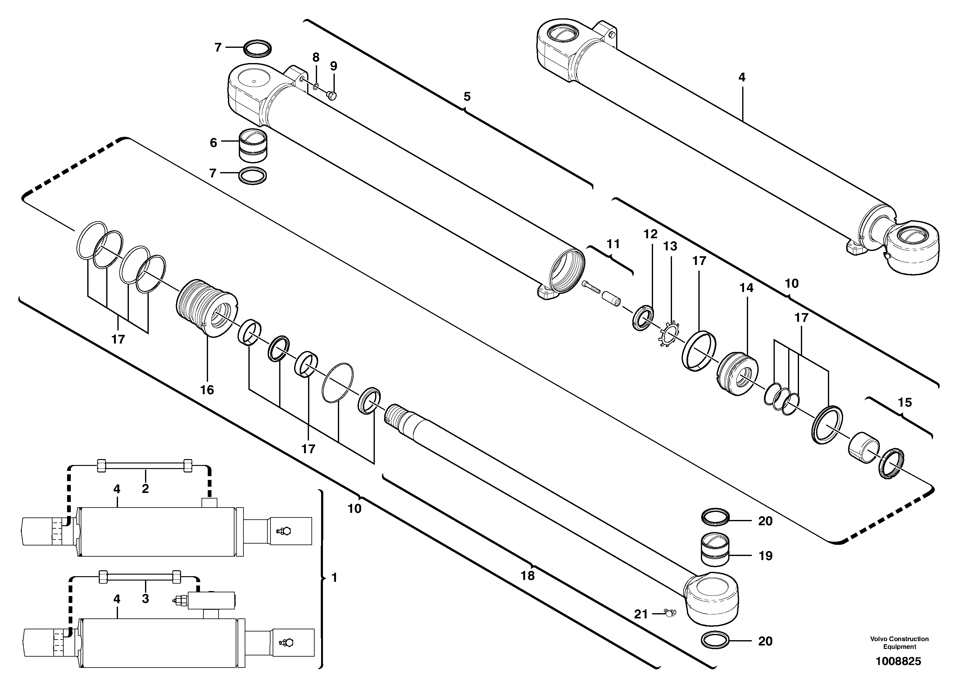 Dipper arm cylinder — volvo parts diagram