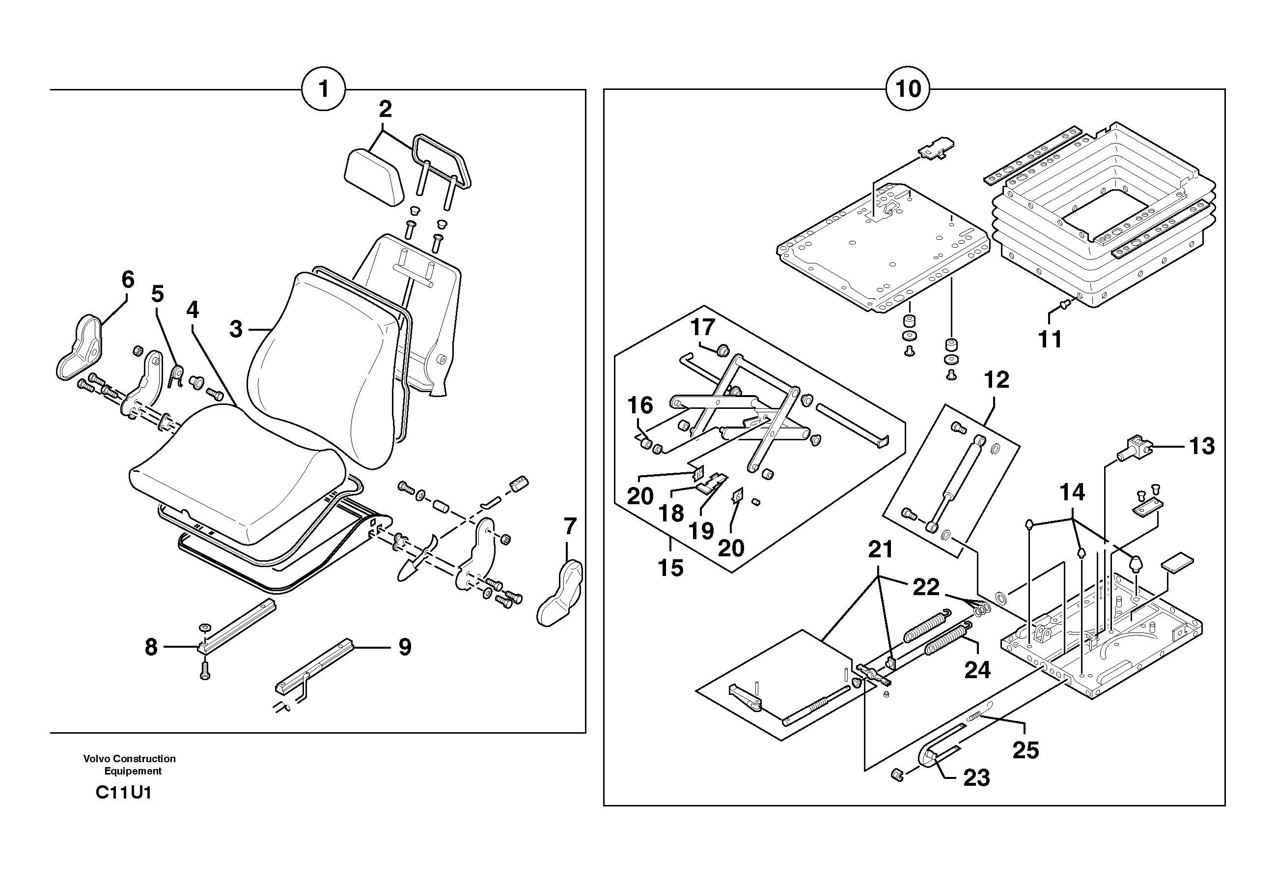 Suspended seat — volvo parts diagram