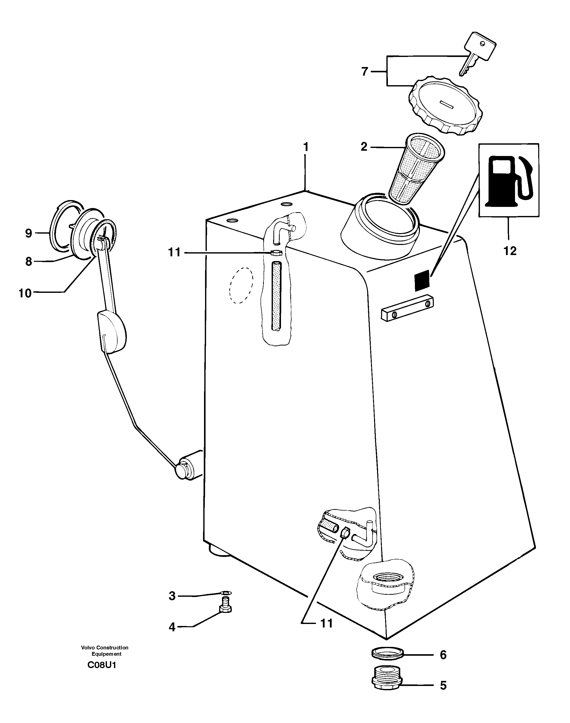 Gas-oil tank — volvo parts diagram