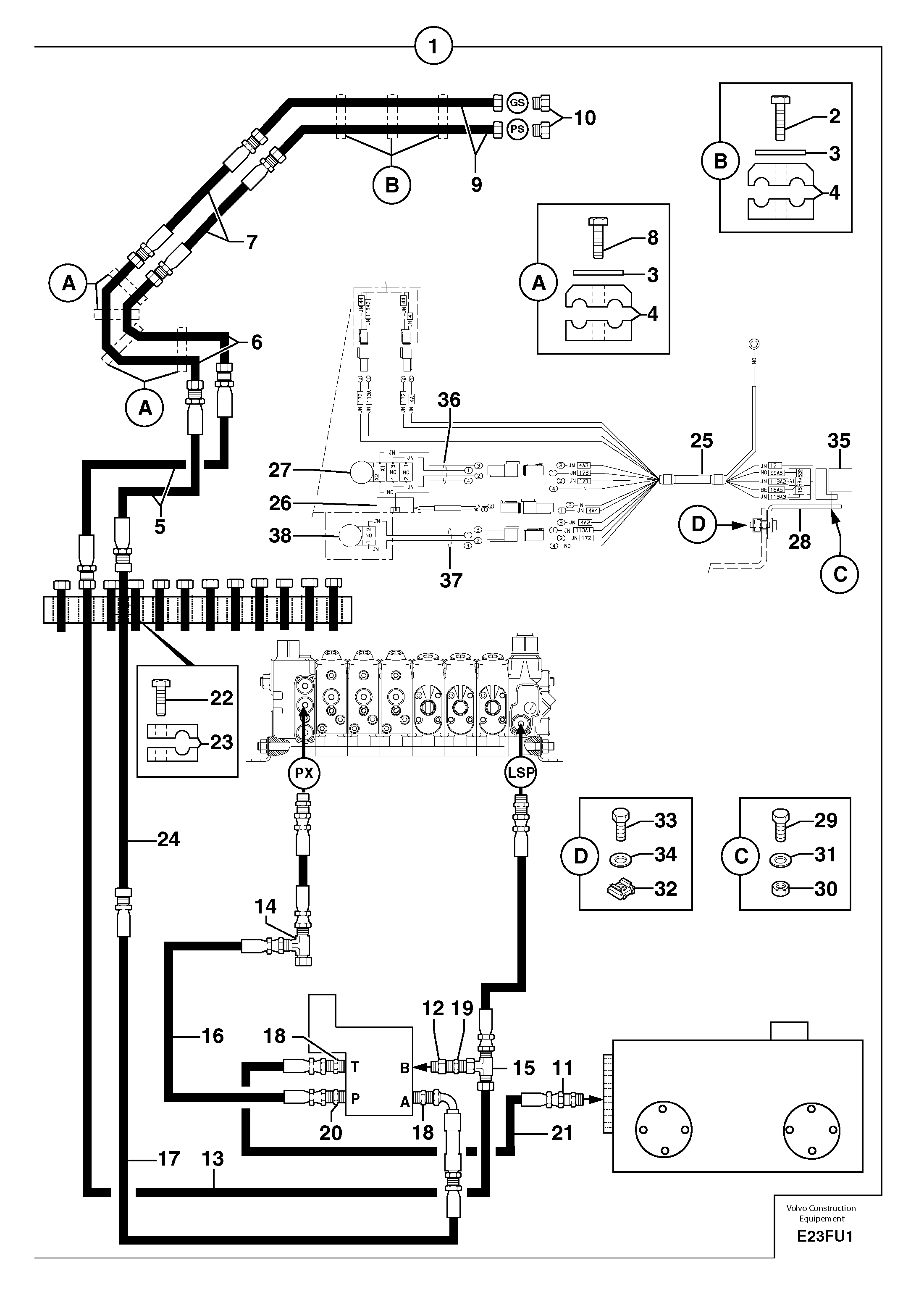 Hyd. circuit (quickfit/double-acting) — volvo parts diagram