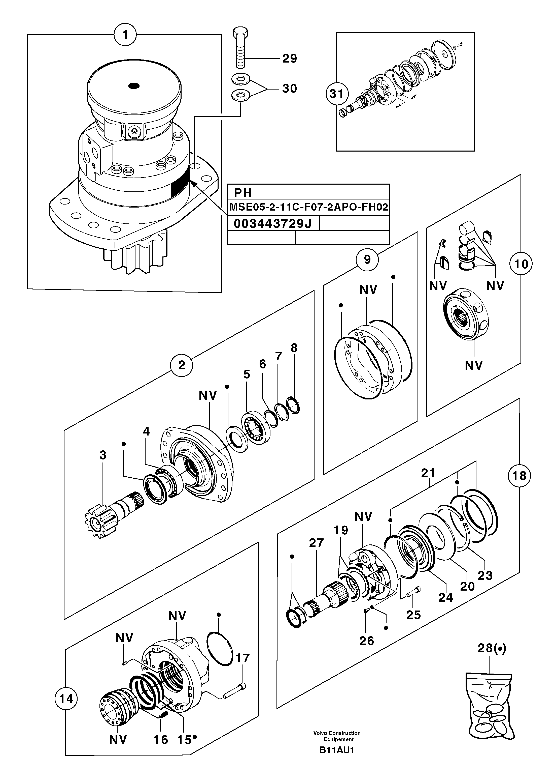 Slewing gear motor — volvo parts diagram