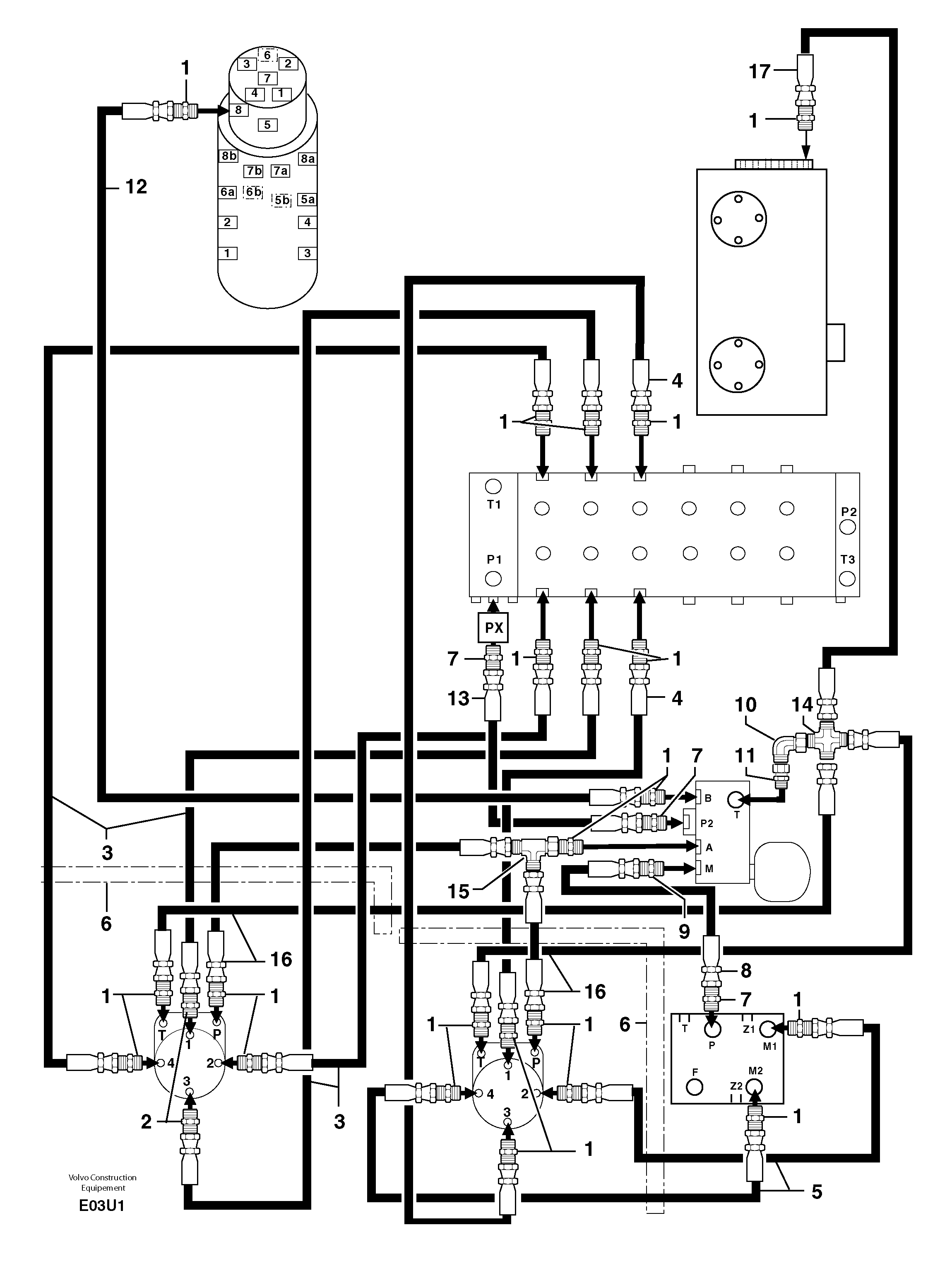 Hydr. circuit ( control's attachment ) — volvo parts diagram