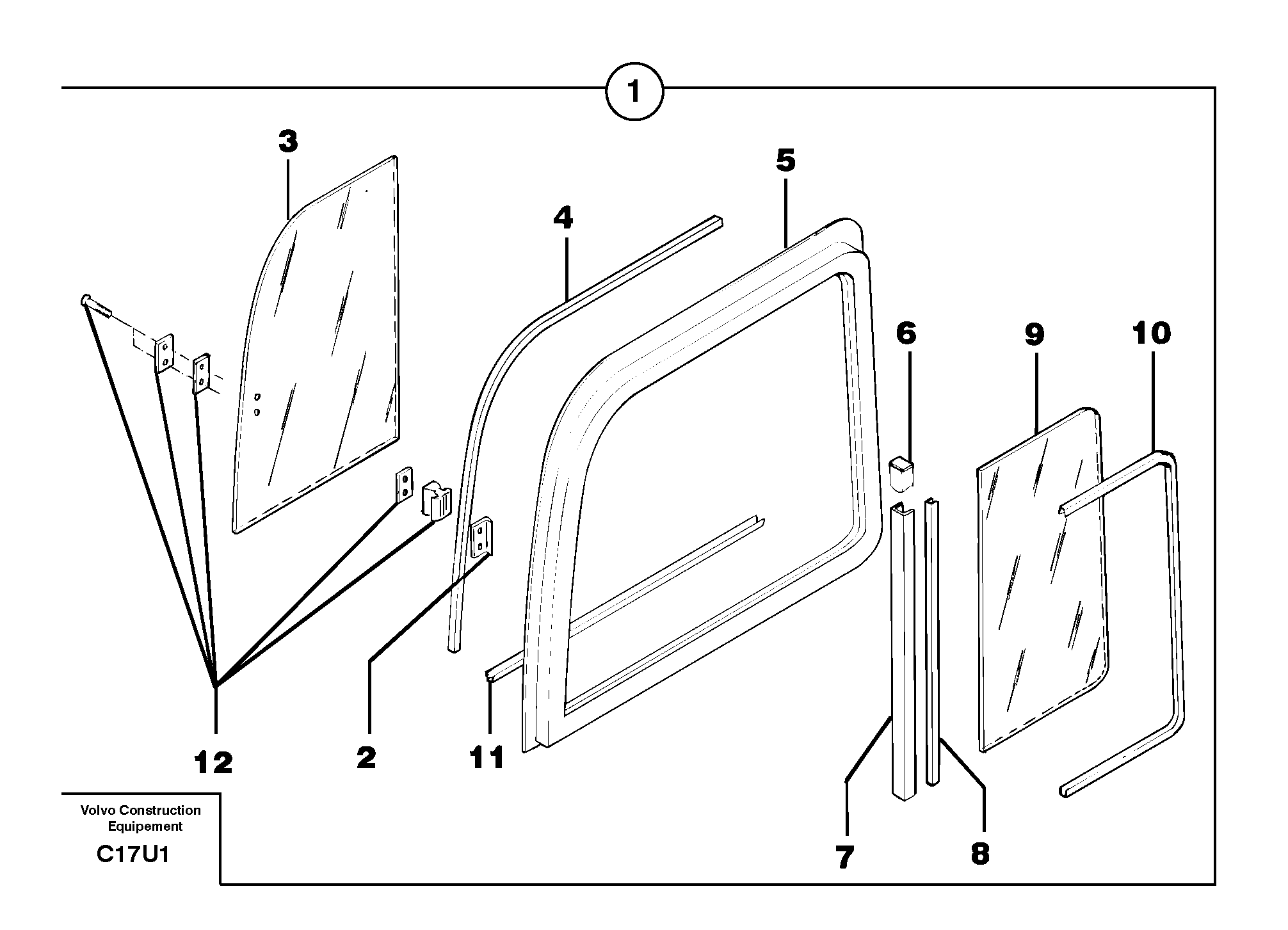 Cab : sliding window ( right ) — volvo parts diagram