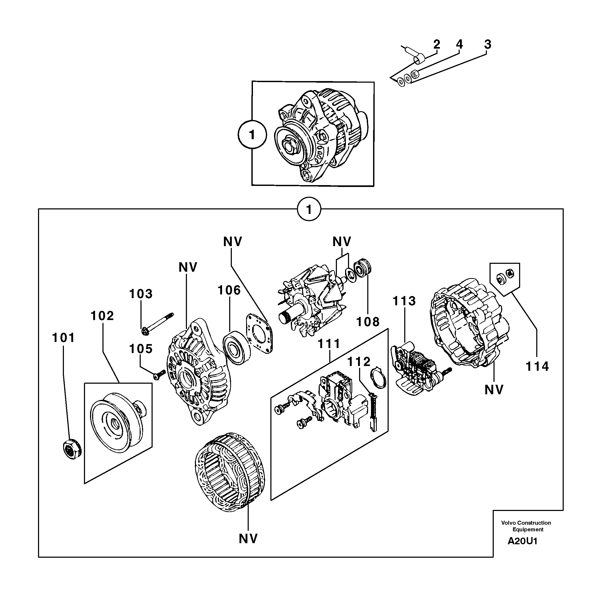 Alternator  12 V - 50 A — volvo parts diagram