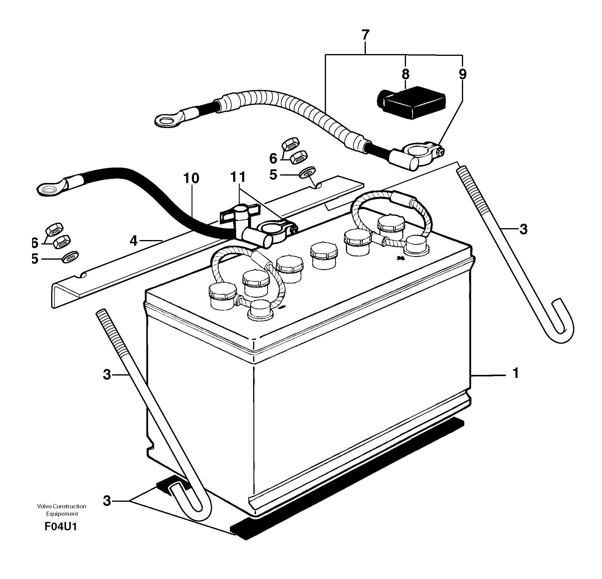 Battery installation — volvo parts diagram
