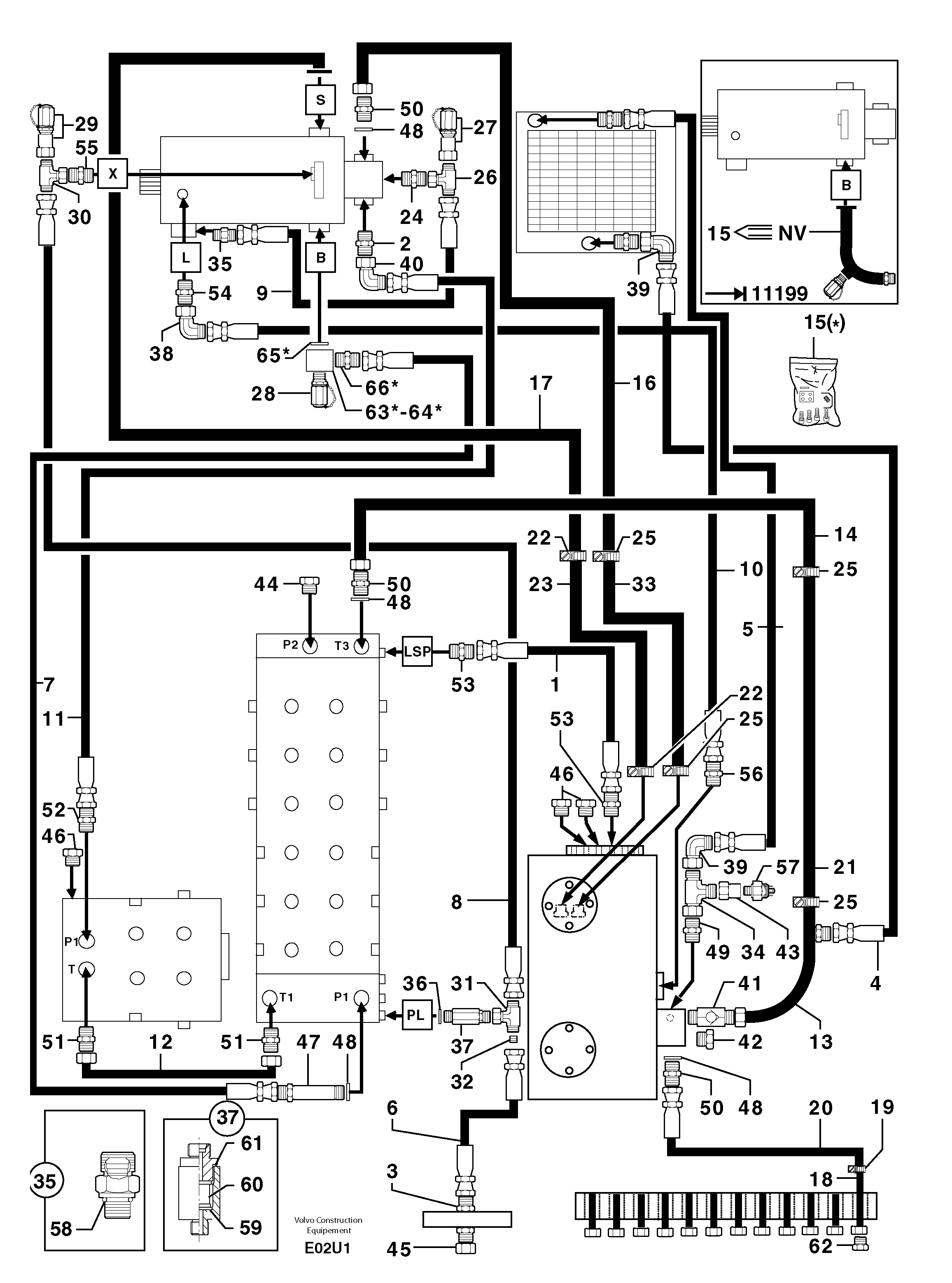 Attachments supply and return circuit — volvo parts diagram