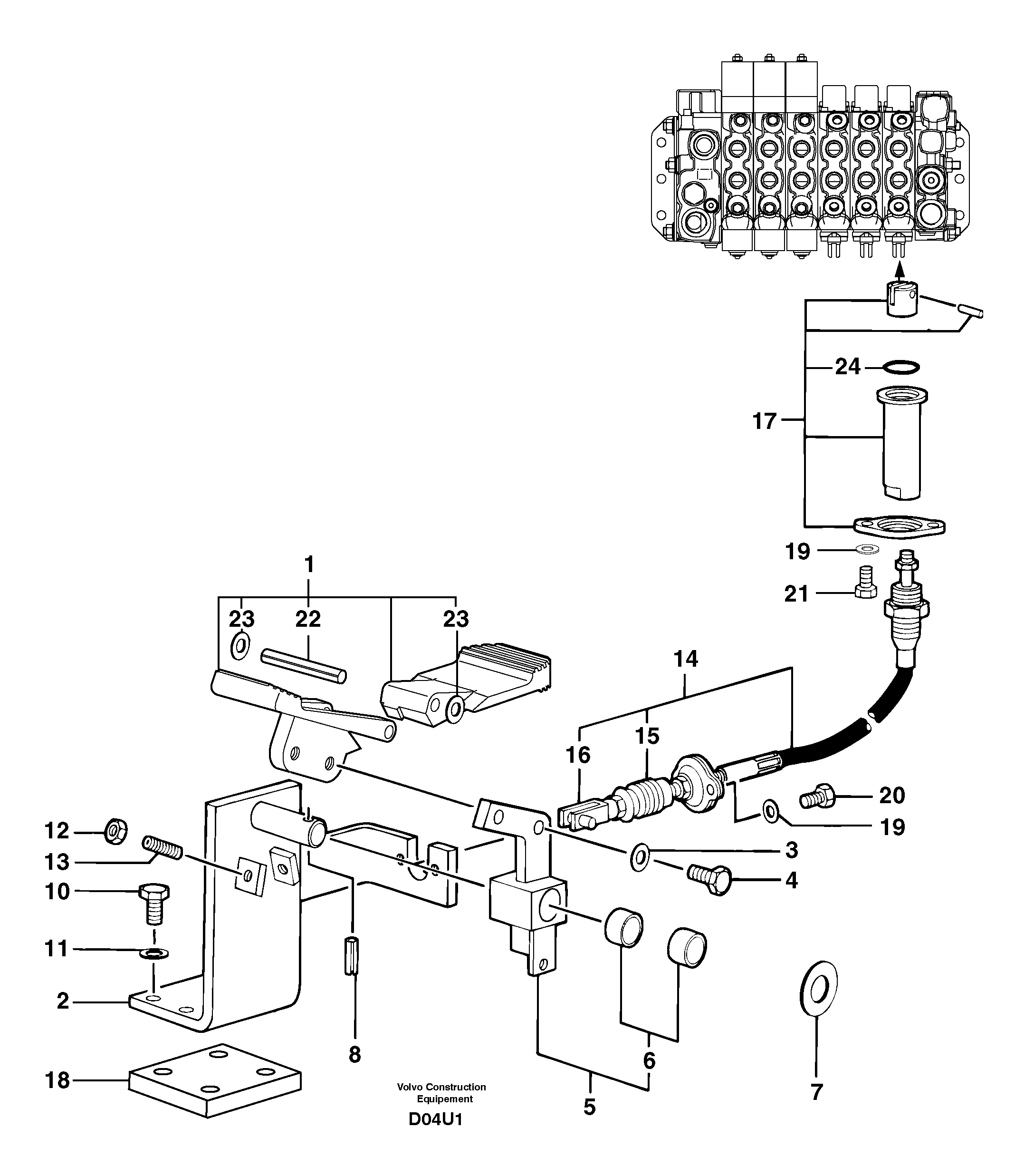 Control pedal : accessories on attachment - 90 l/m — volvo parts diagram