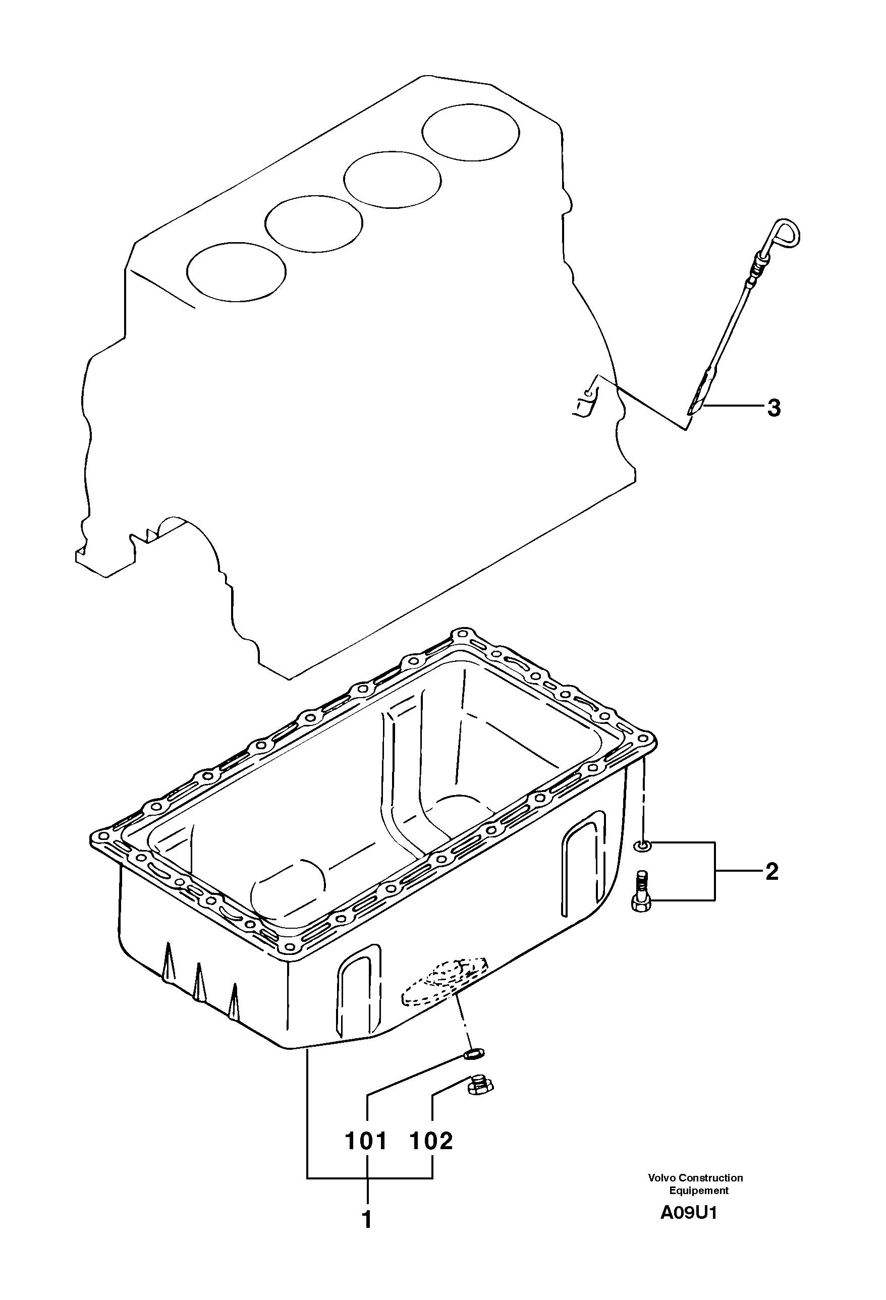 Lubrication oil sump — volvo parts diagram