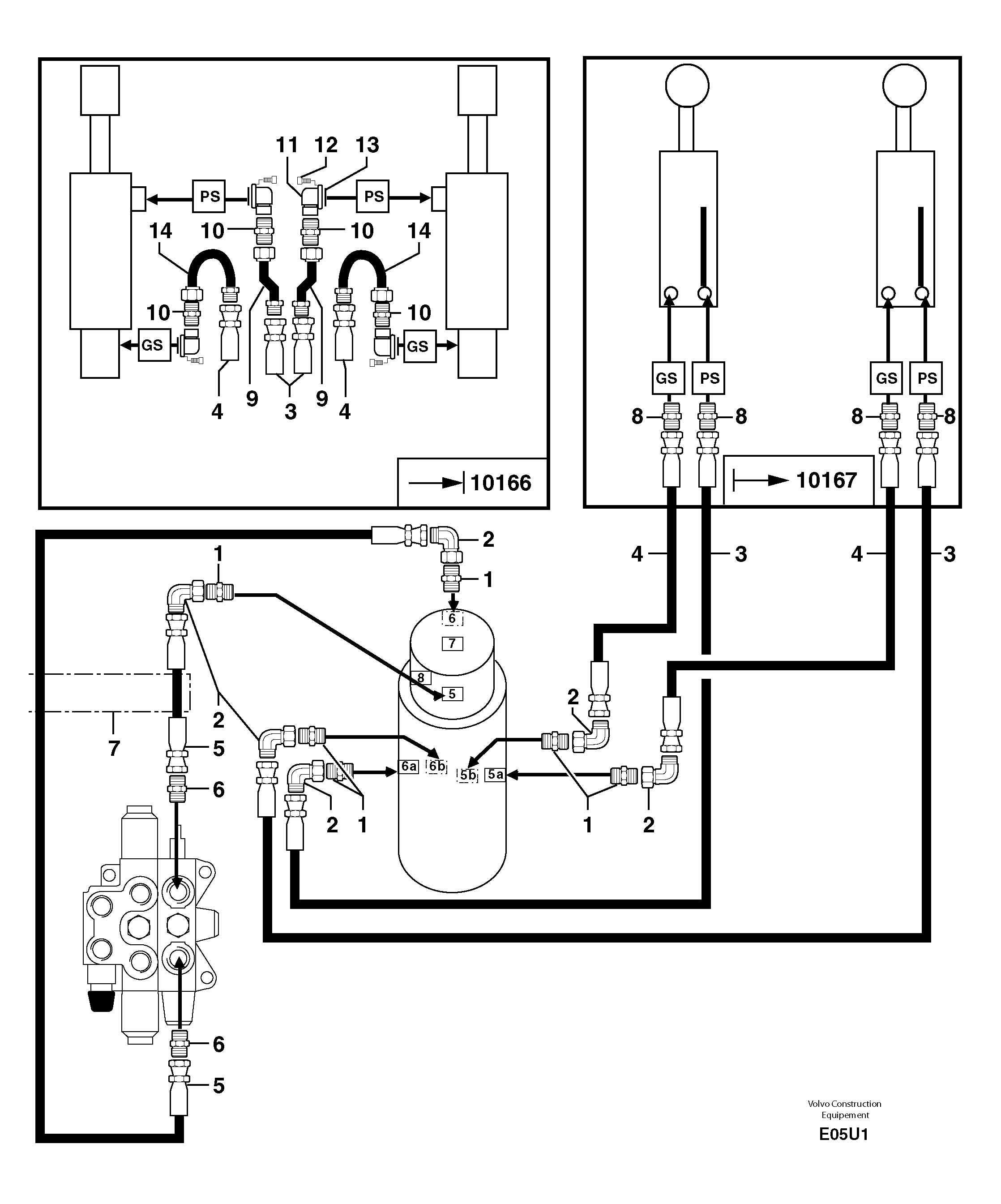 Hydr. circuit. ( dozer blade ) — volvo parts diagram