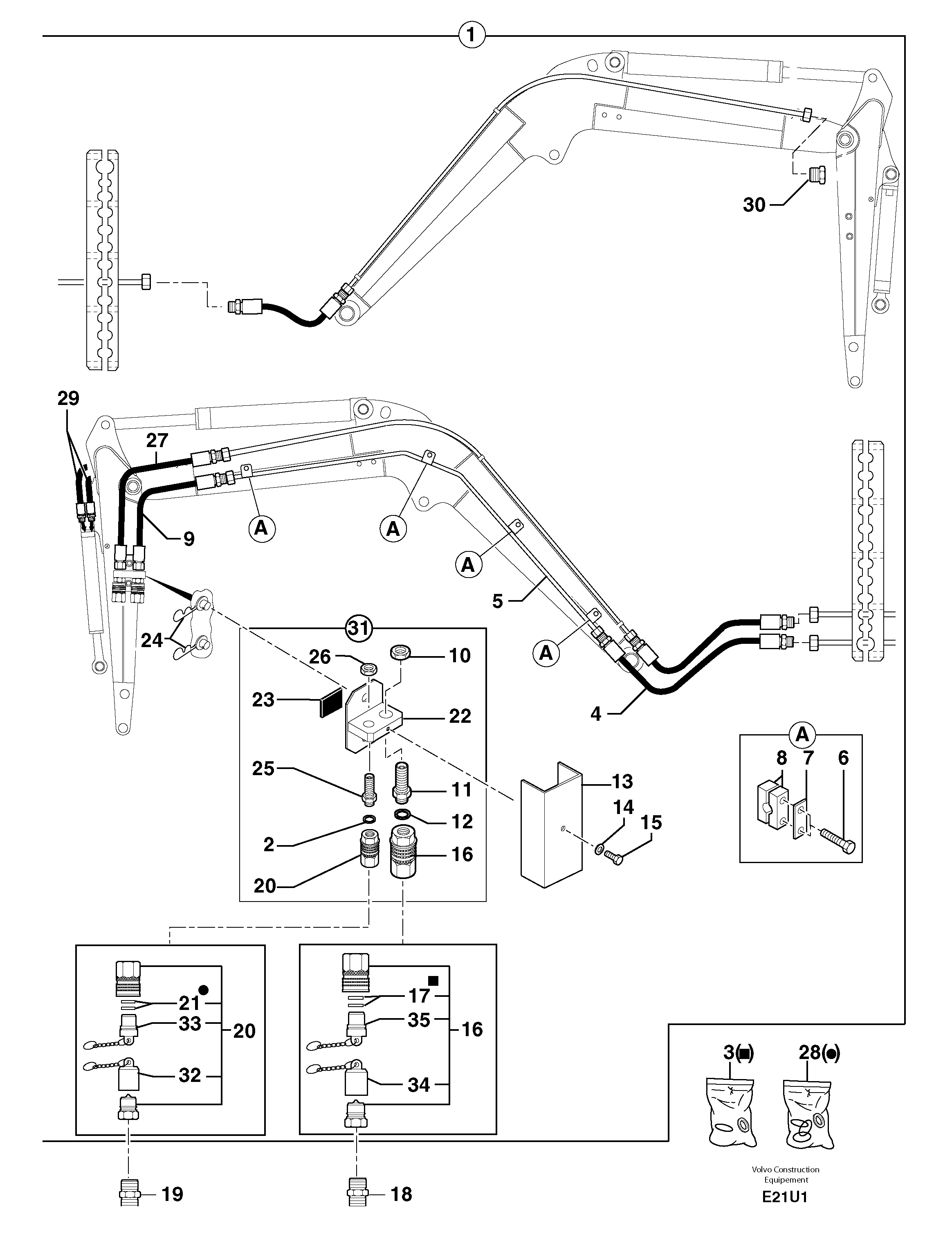 Hydraulic circuit ( accessories - 90 l/min ) — volvo parts diagram