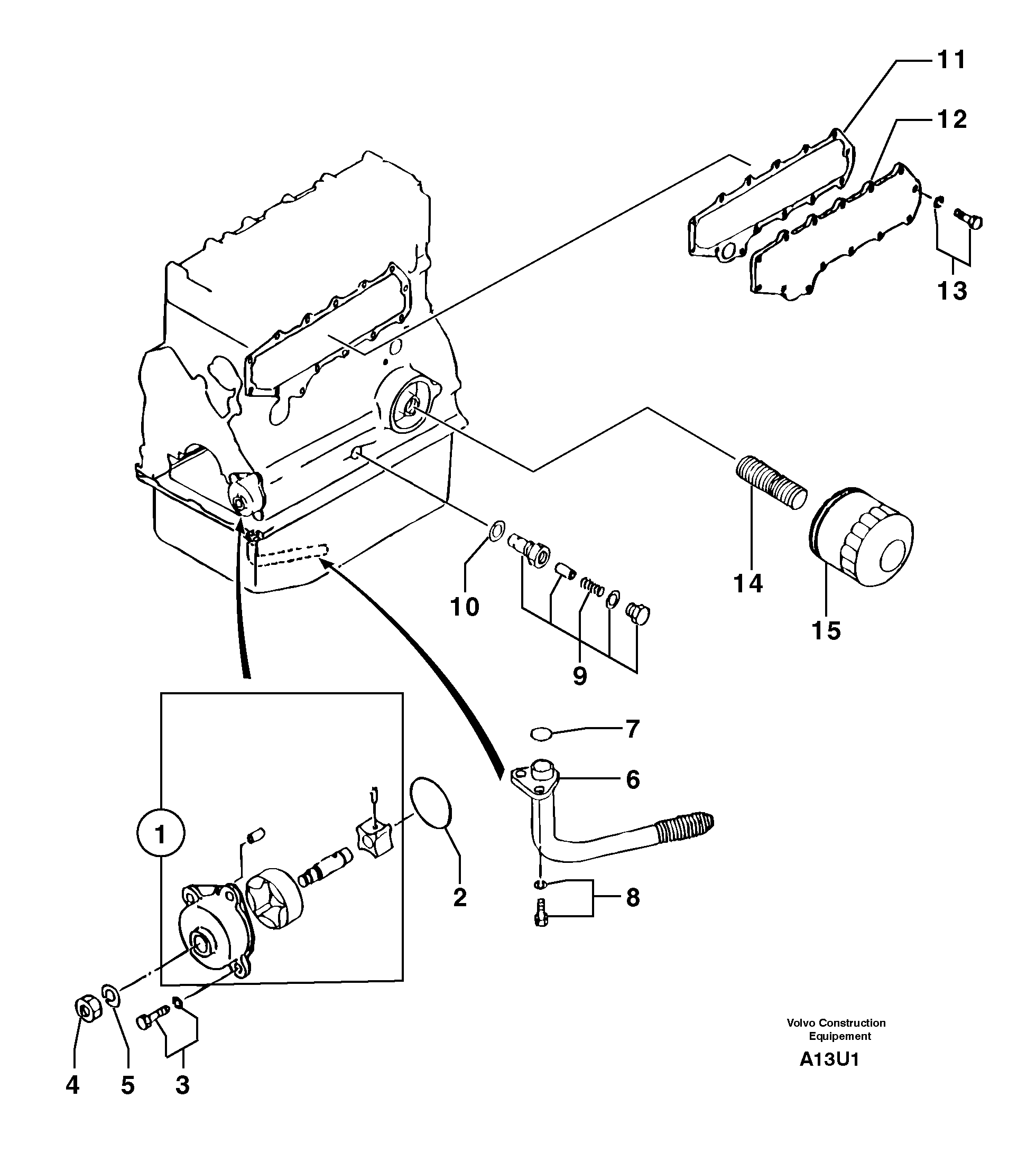 Oil pump and oil filter — volvo parts diagram