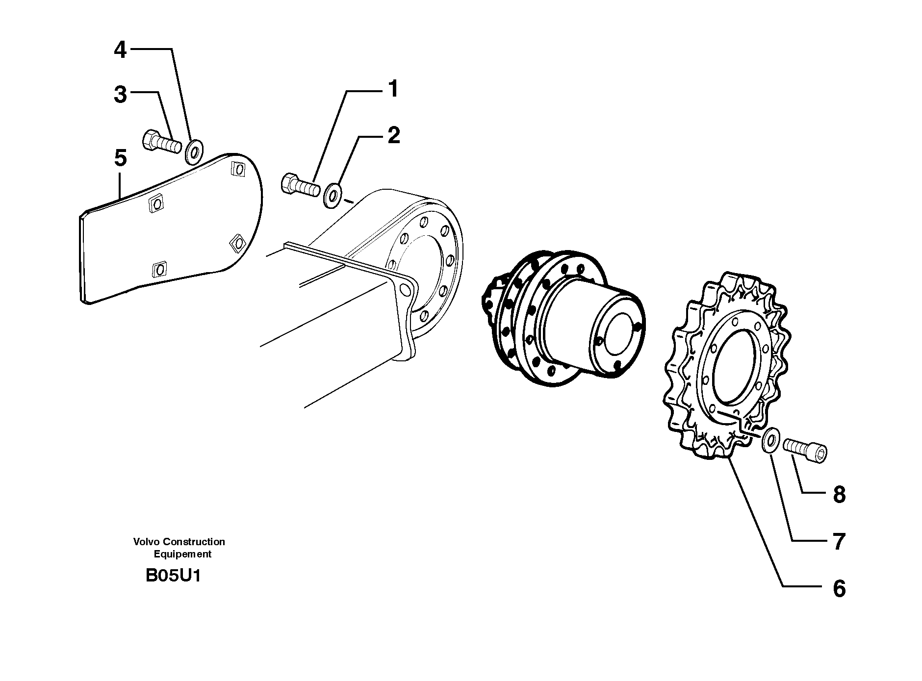 Travelling gear motor assy / sprocket — volvo parts diagram