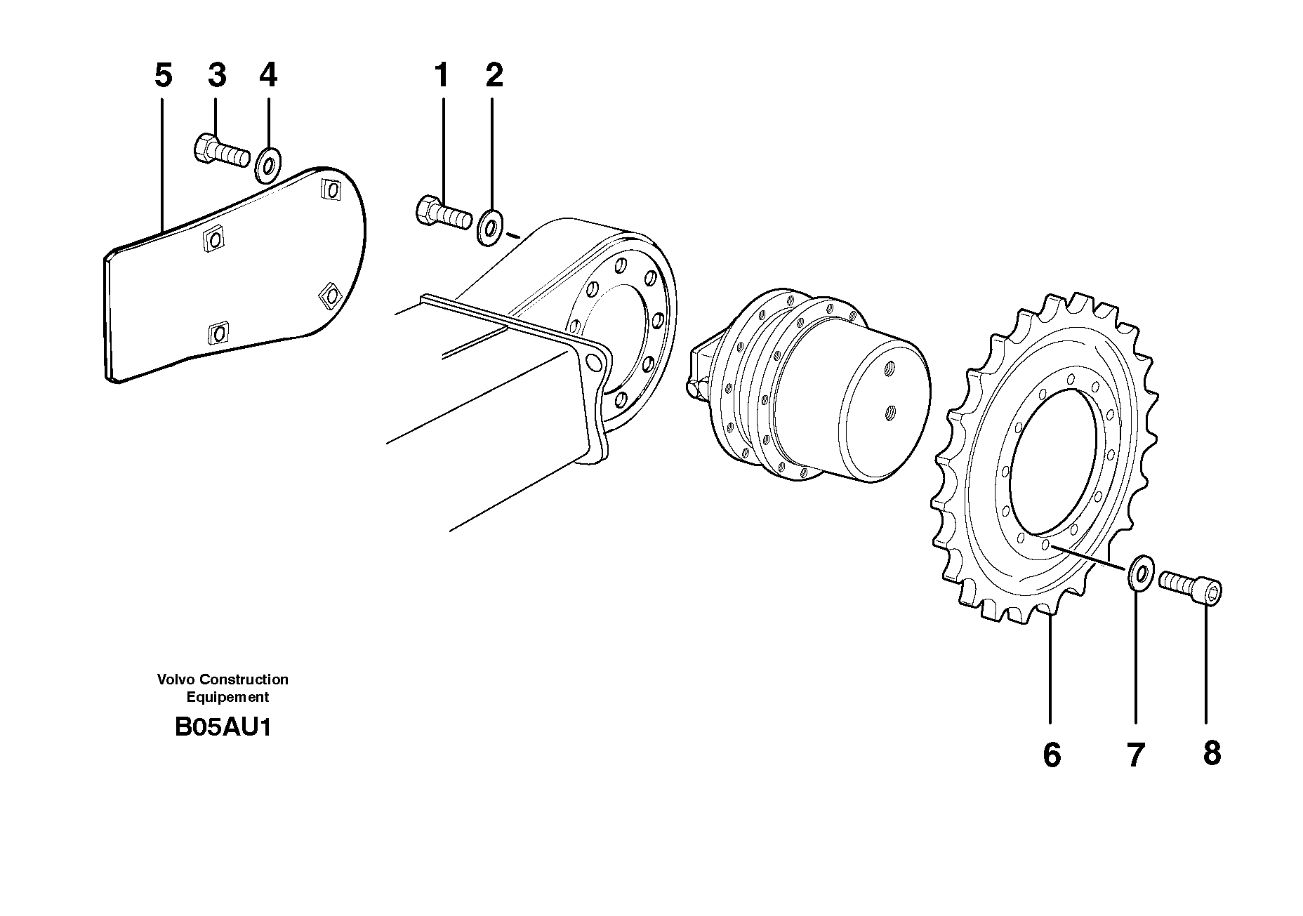 Travelling gear motor assy / sprocket — volvo parts diagram