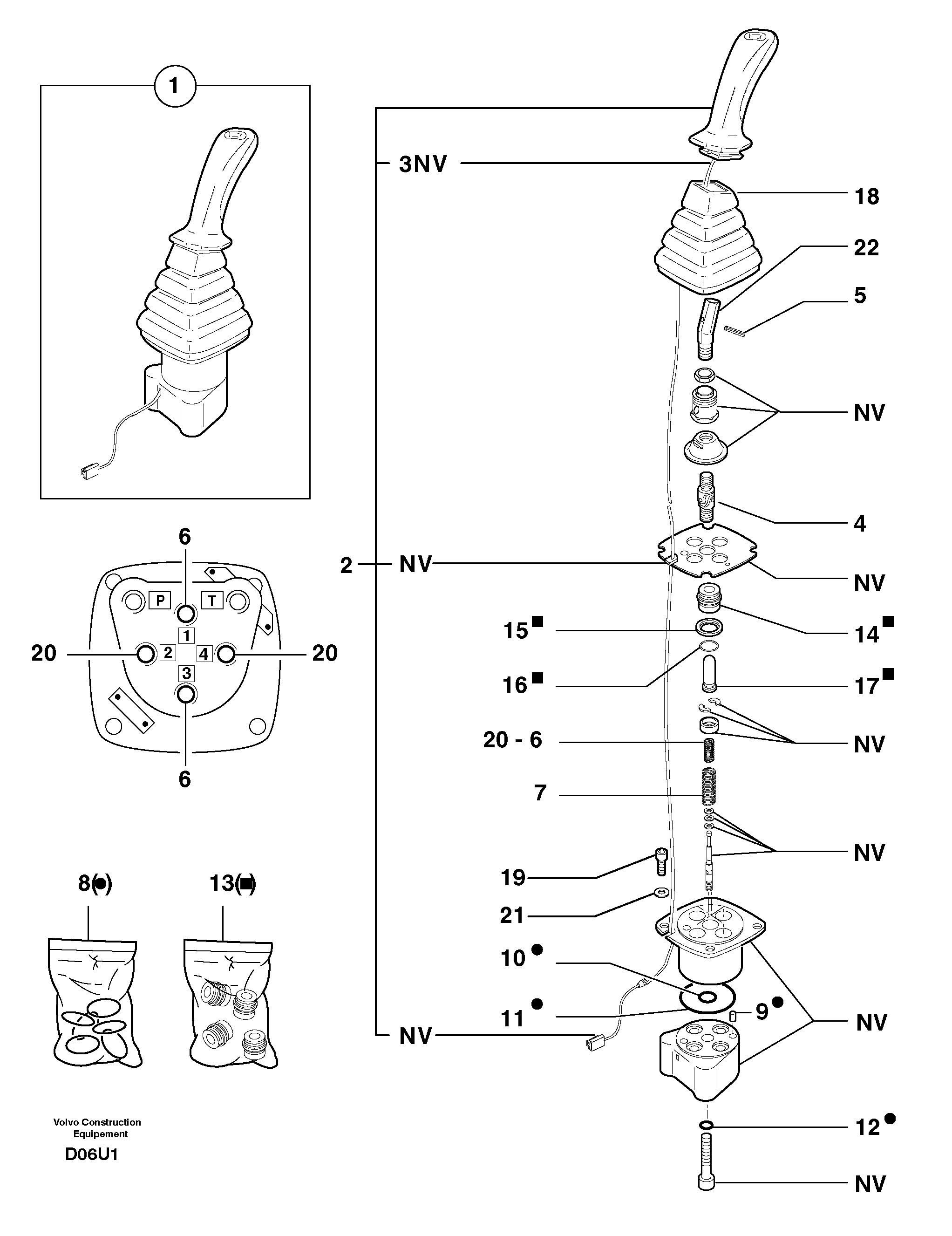 Control lever : boom / bucket ( right ) — volvo parts diagram
