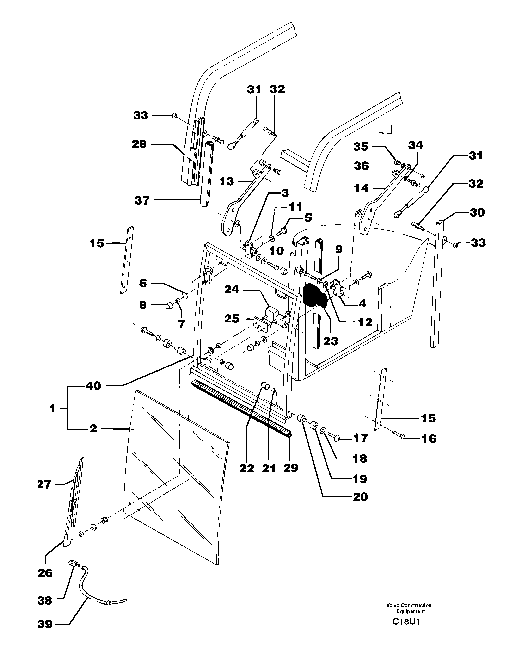 Cab : sliding window ( front ) — volvo parts diagram