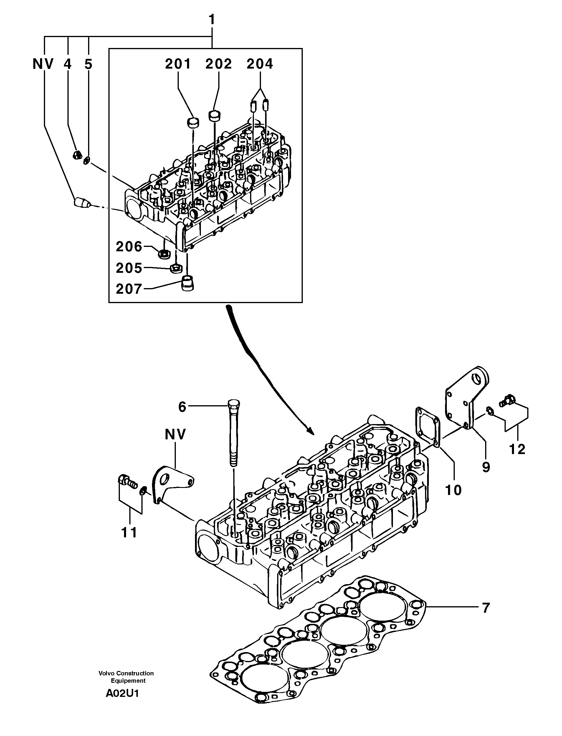 Cylinder head — volvo parts diagram