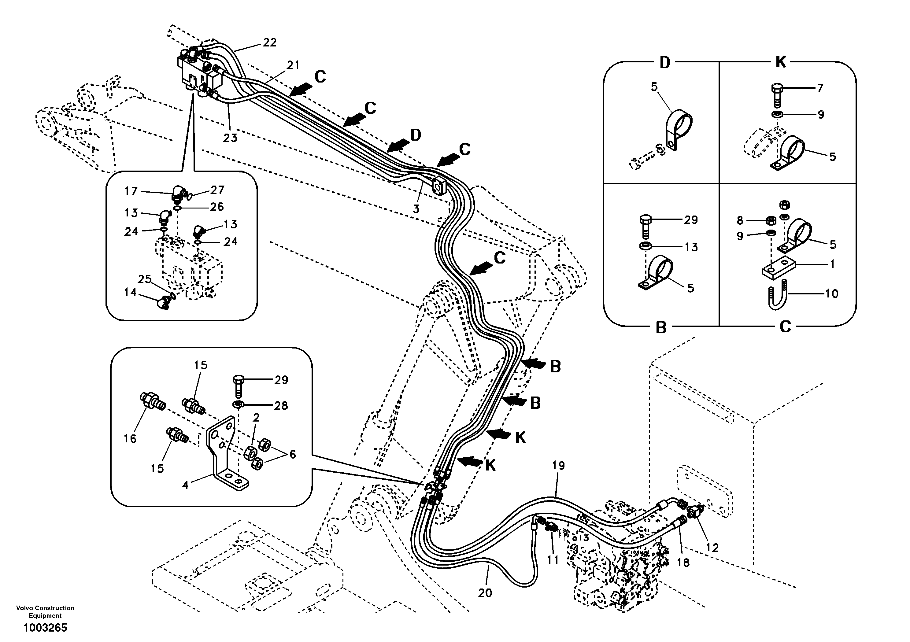 Working hydraulic, dipper arm rupture for adjustable boom — volvo parts diagram