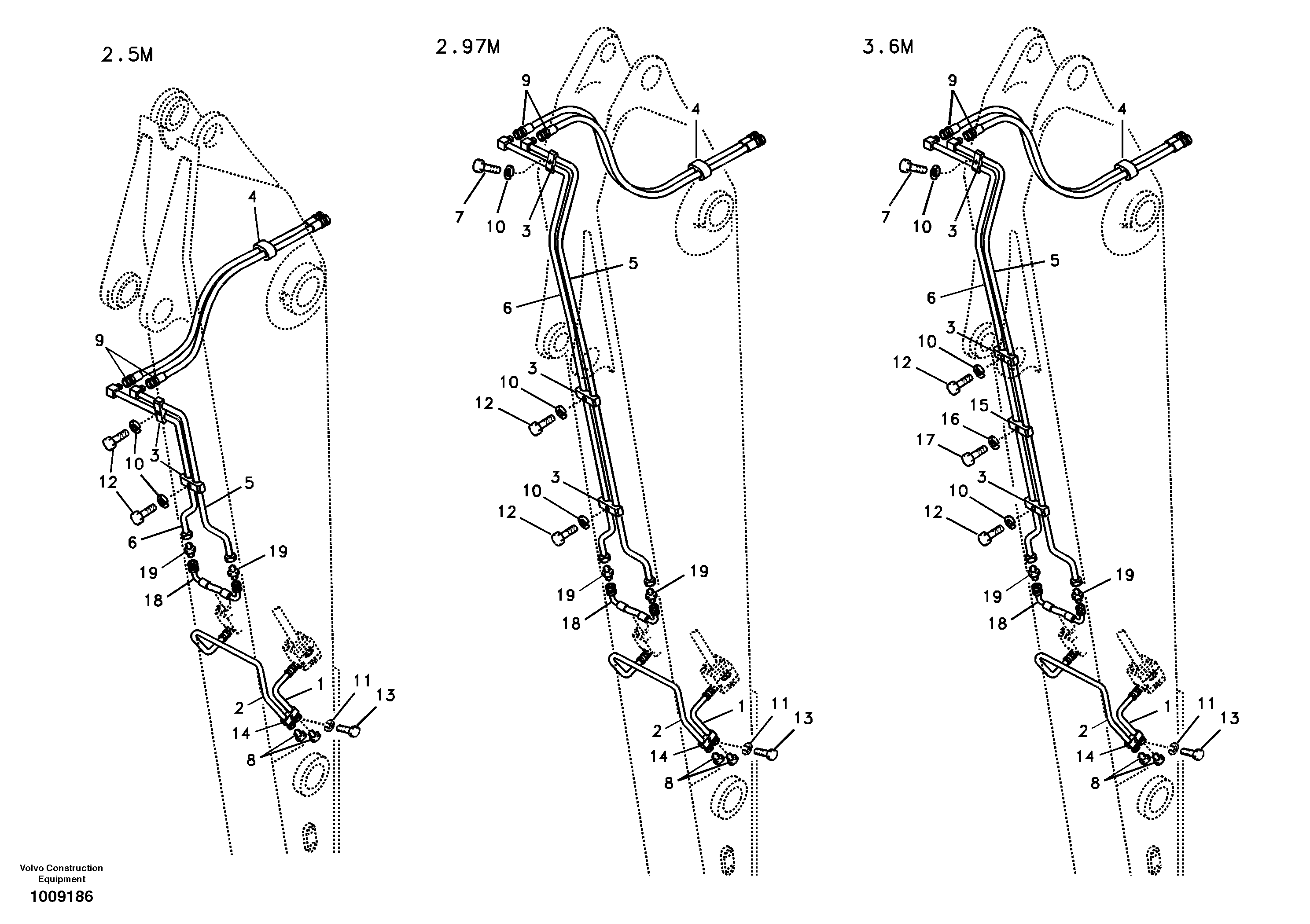 Working hydraulic, slope and rotator on dipper arm — volvo parts diagram