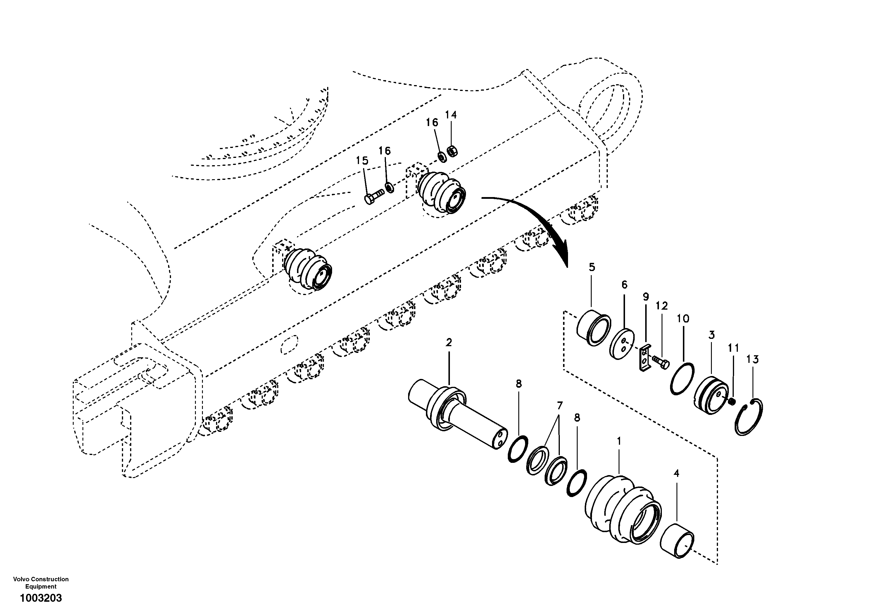 Top roller — volvo parts diagram