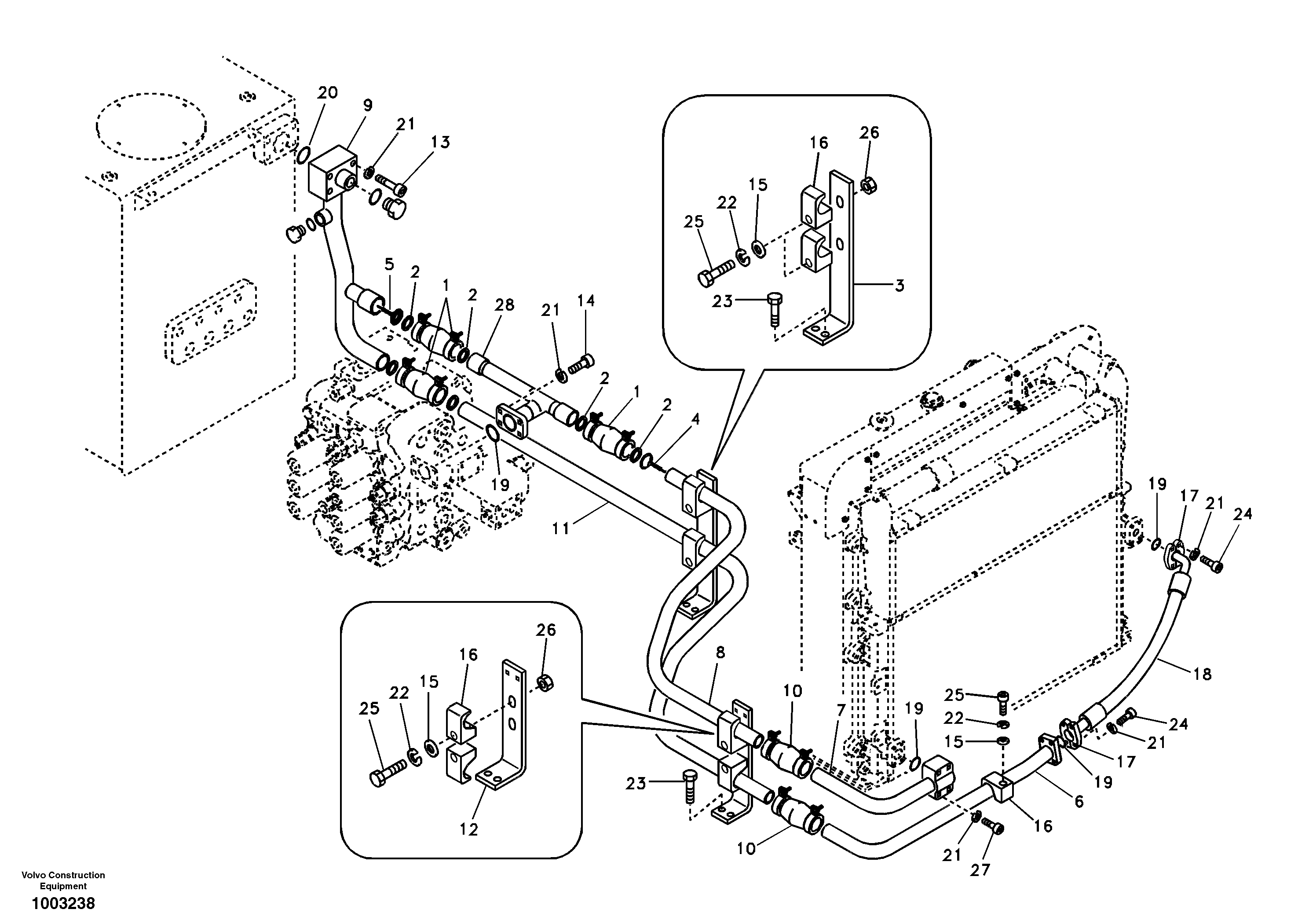 Hydraulic system, hydraulic tank to hydraulic oil cooler — volvo parts diagram