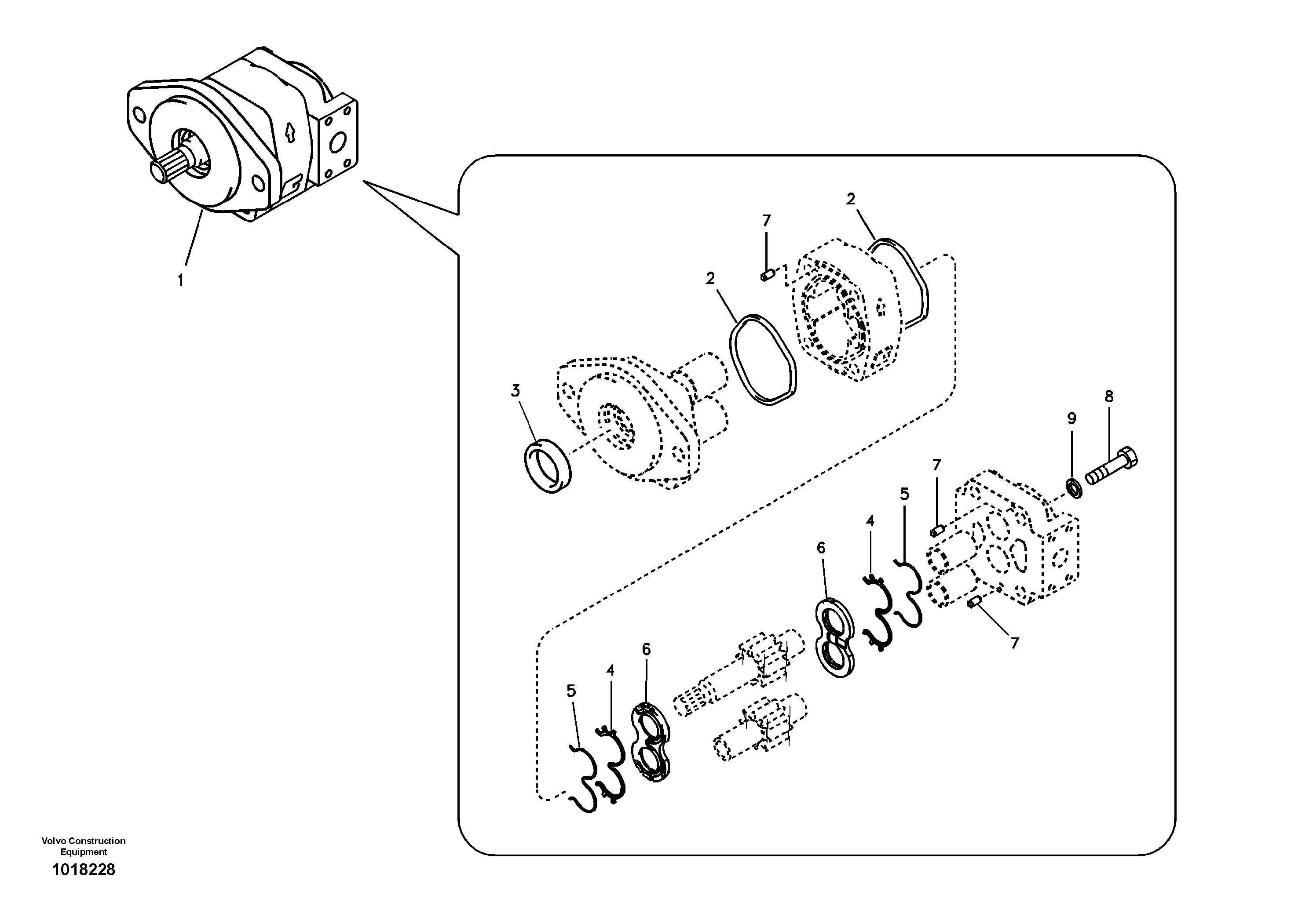 Hydraulic gear pump for quickfit and rotator — volvo parts diagram