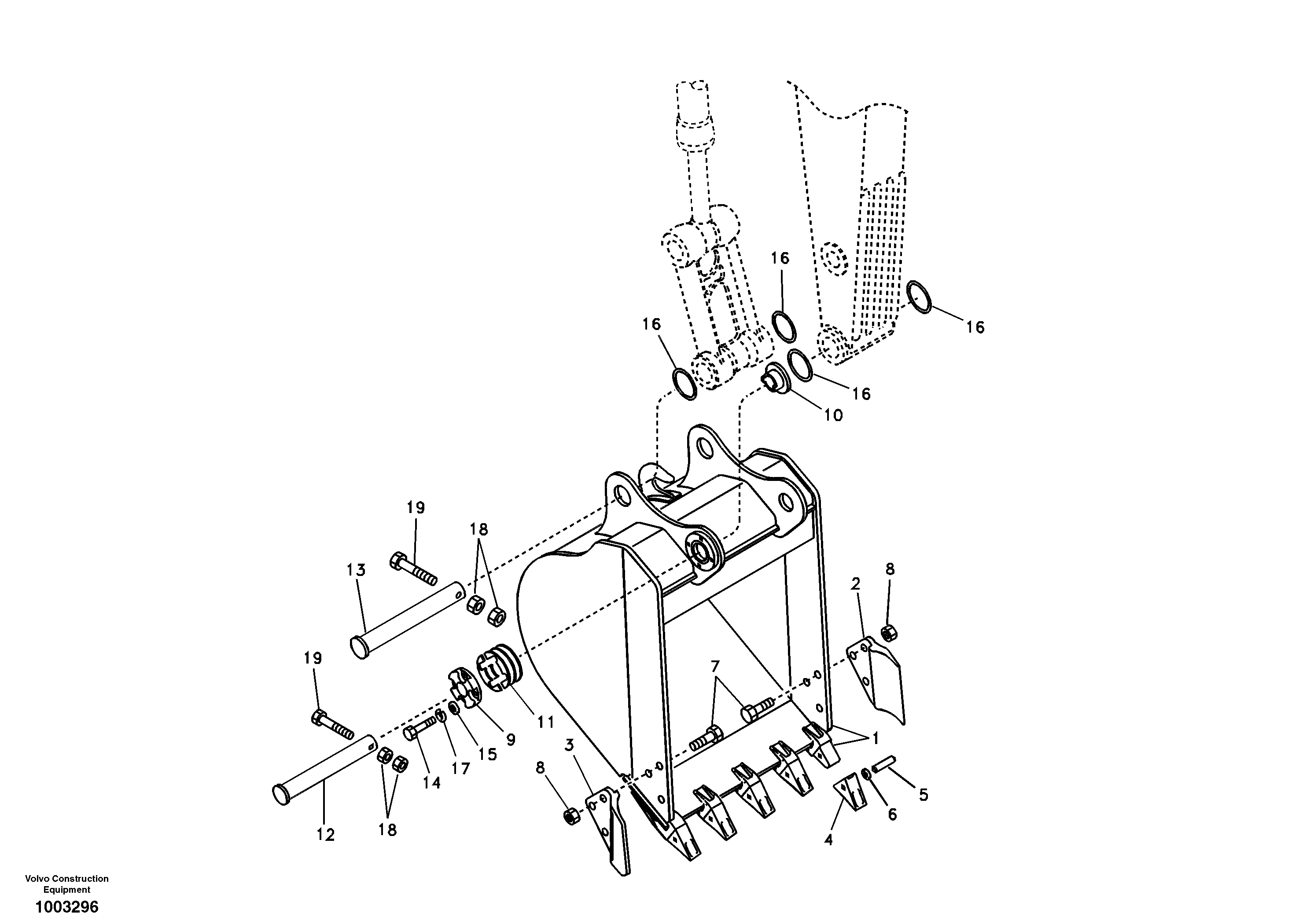 Buckets for long reach — volvo parts diagram