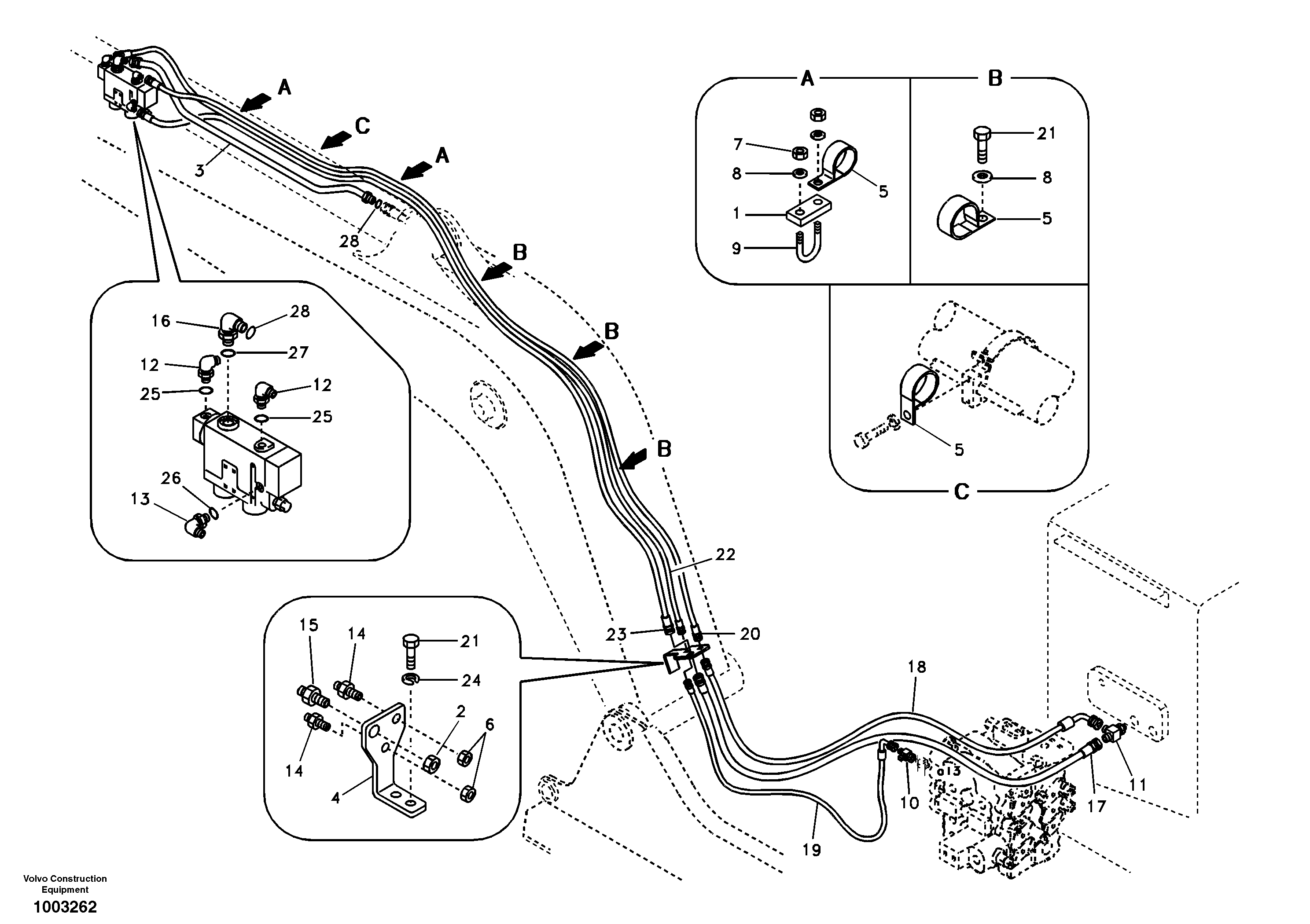 Working hydraulic, dipper arm rupture — volvo parts diagram