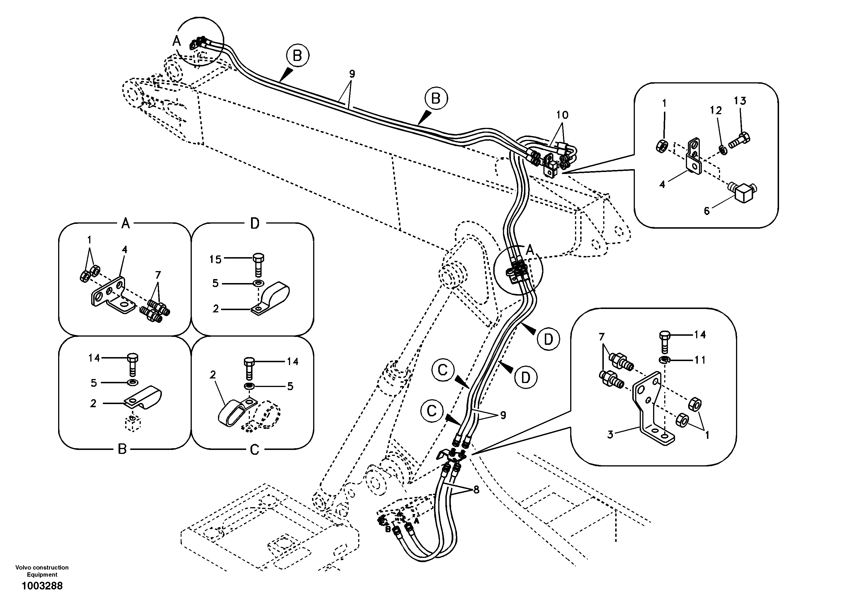 Working hydraulic, slope and rotator on adjustable boom — volvo parts diagram