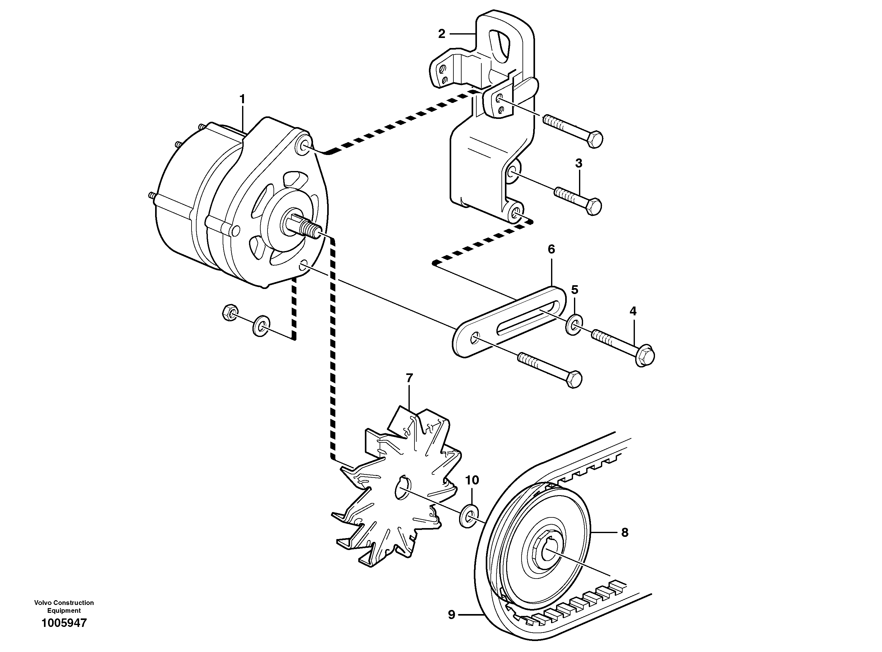 Alternator with assembling details  ENG S/N -946871 — volvo parts diagram
