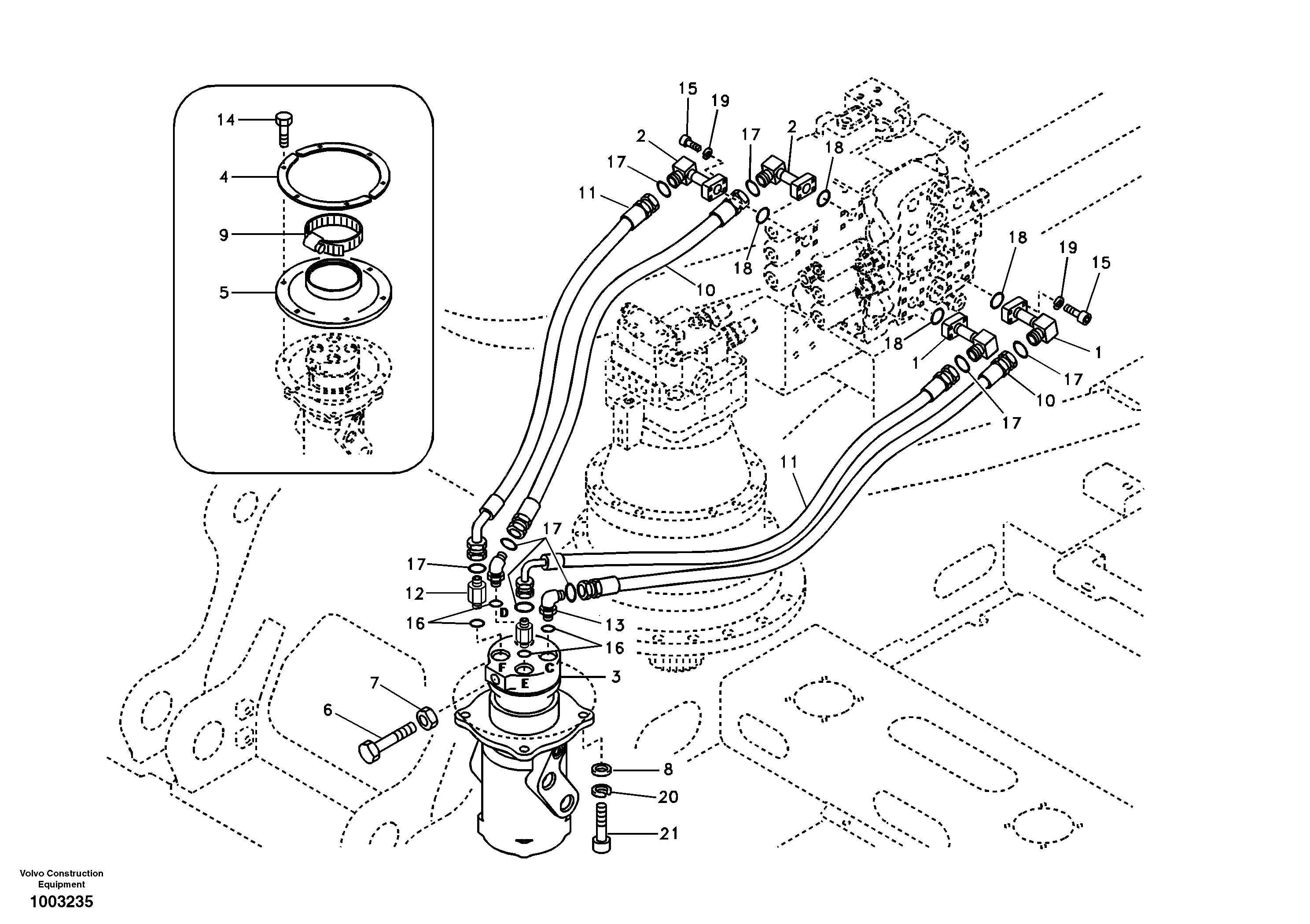 Turning joint line, control valve to turning joint — volvo parts diagram