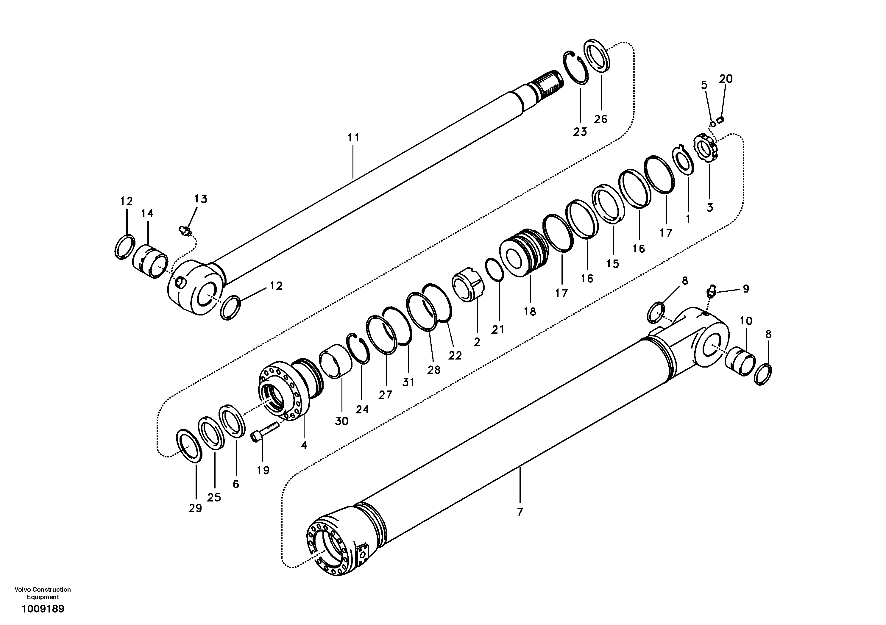 Bucket cylinder, long reach — volvo parts diagram