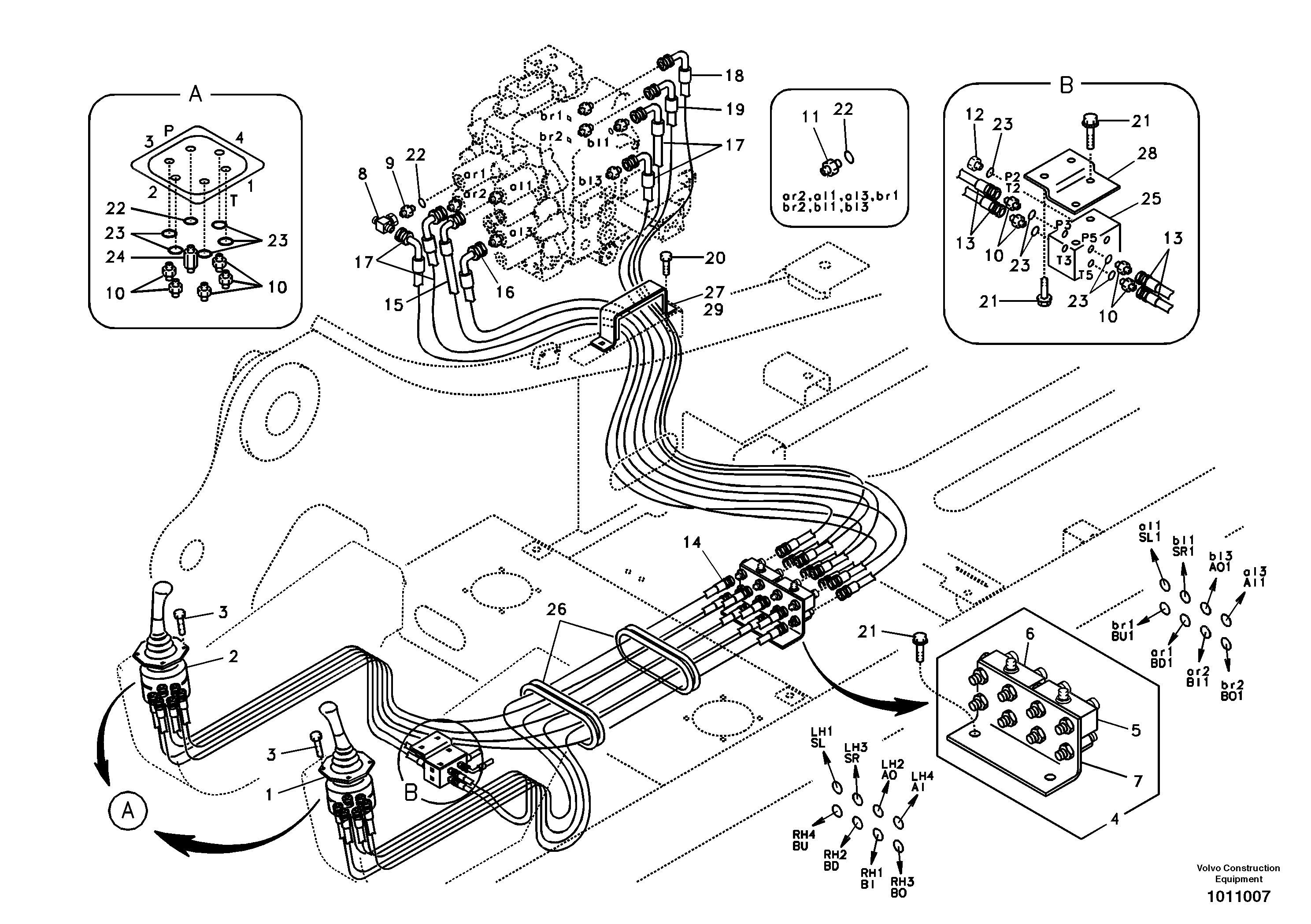 Servo system, control valve to remote control valve — volvo parts diagram