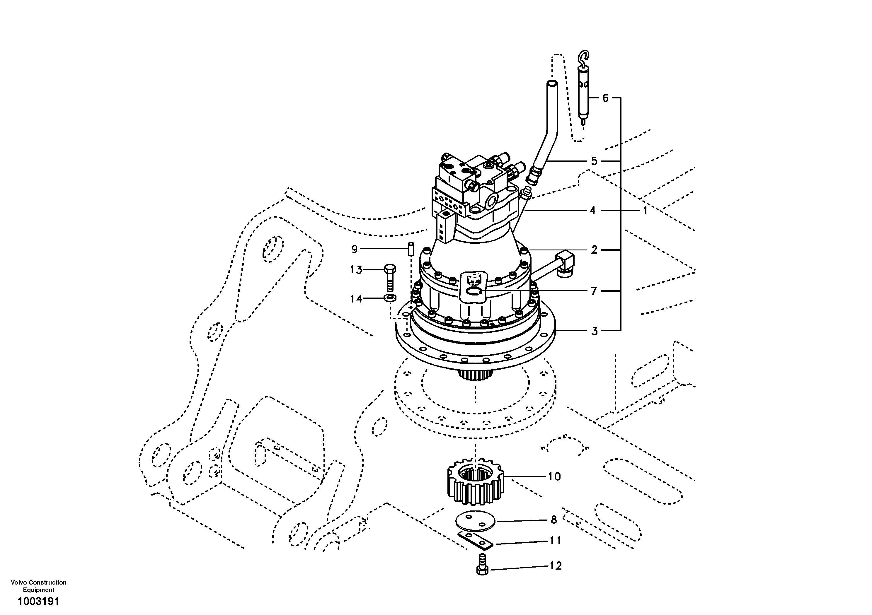 Swing motor with mounting parts — volvo parts diagram