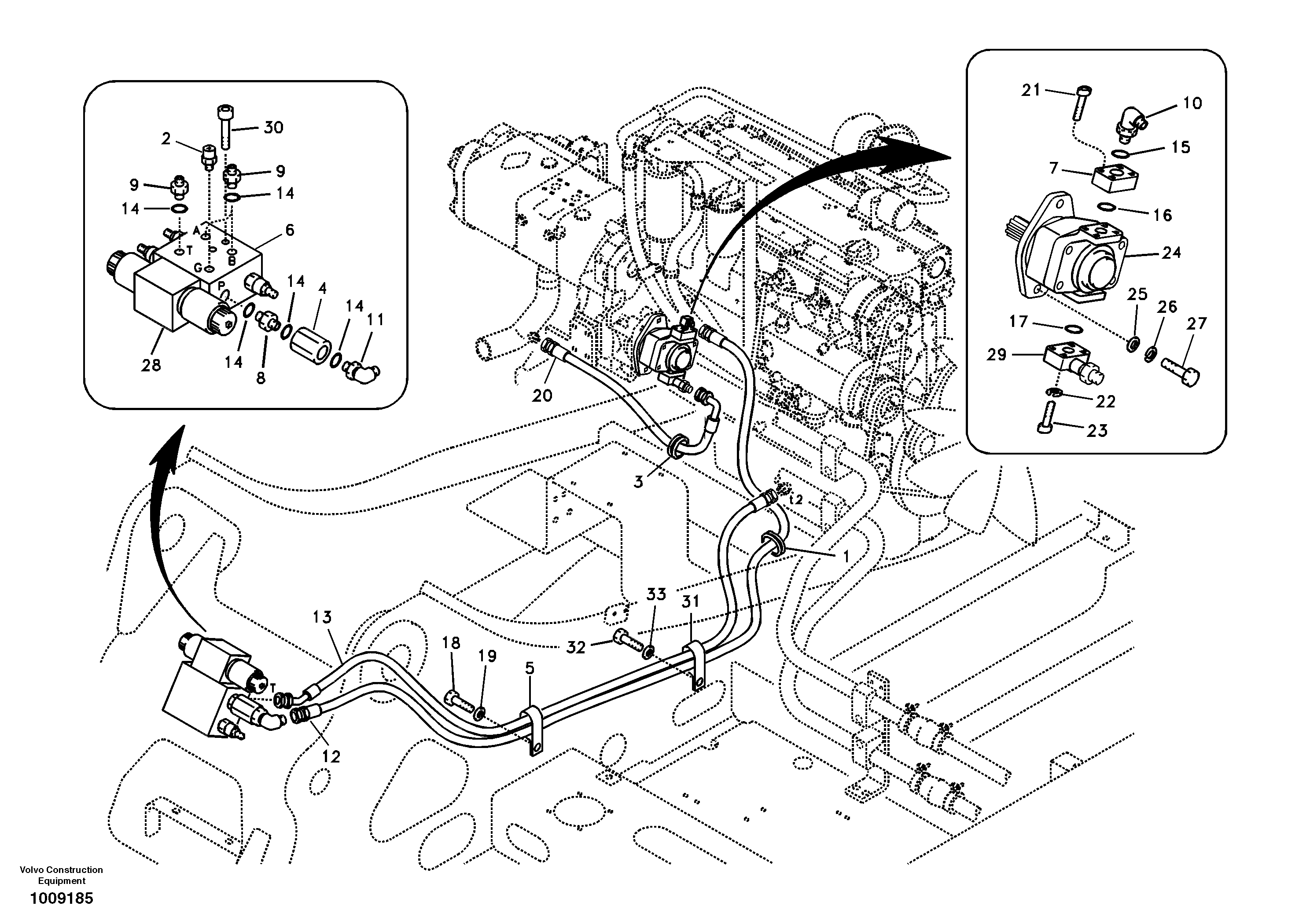 Working hydraulic, slope and rotator on upper frame — volvo parts diagram