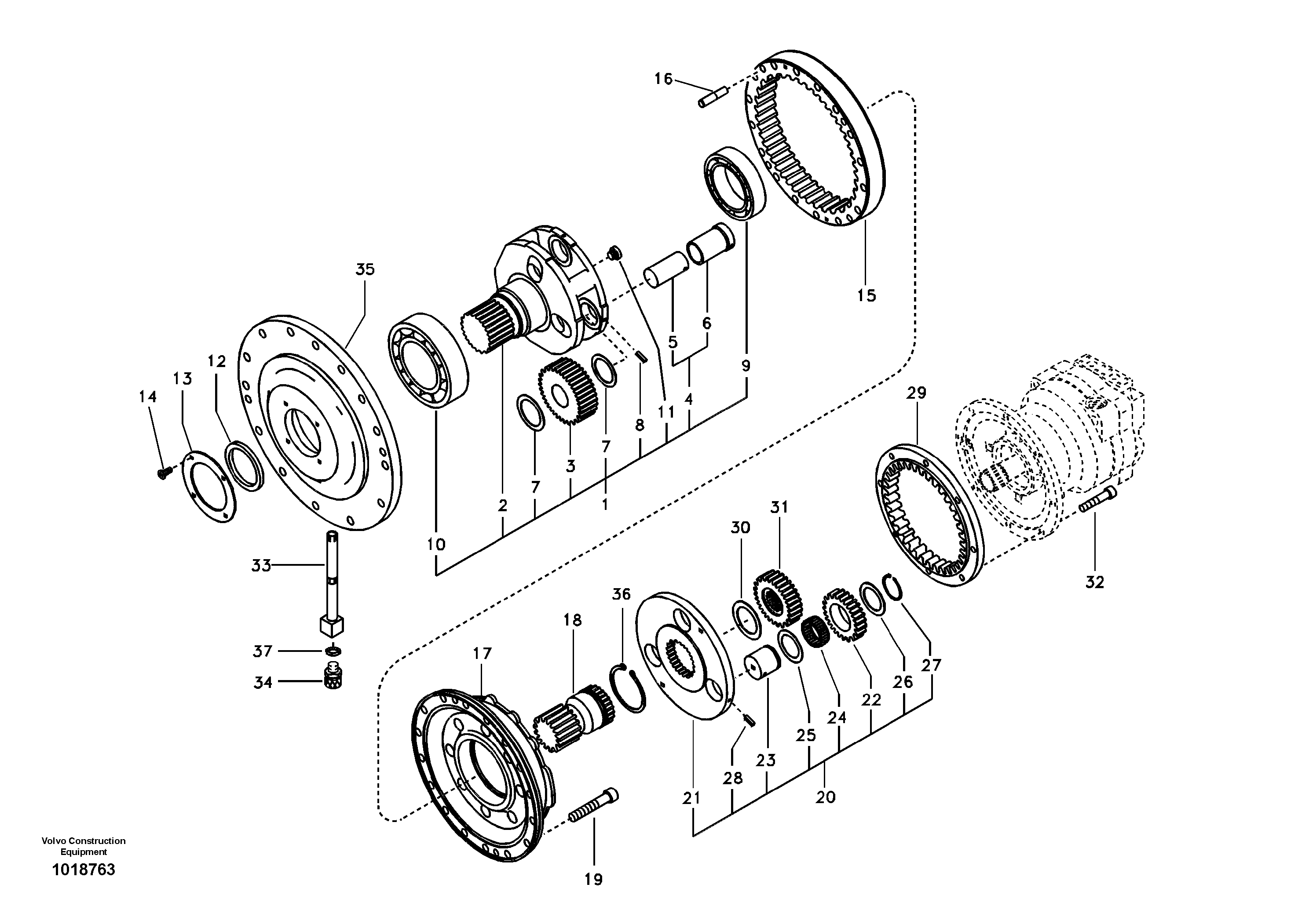Swing gearbox — volvo parts diagram