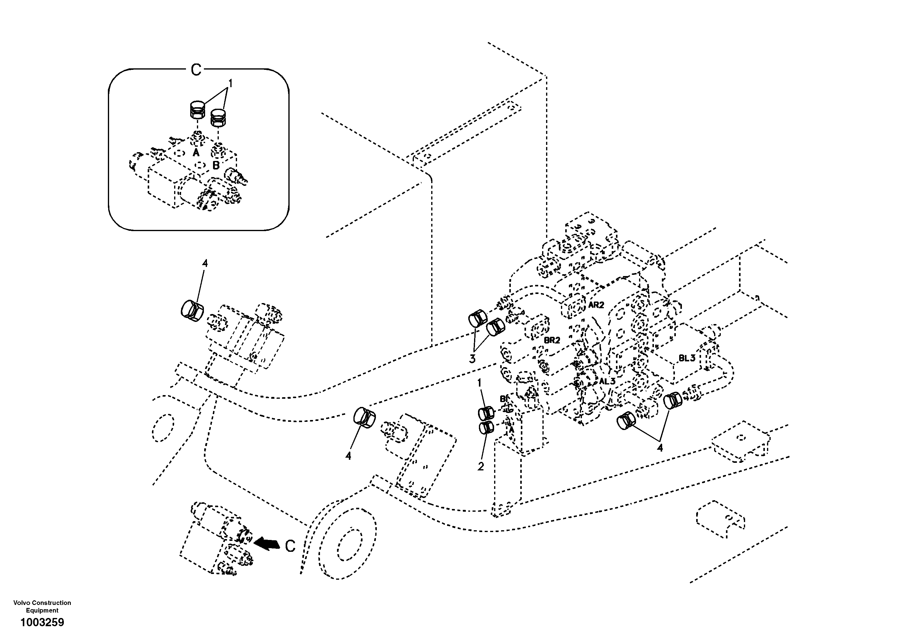 Working hydraulic, hydraulic plugs for no boom — volvo parts diagram