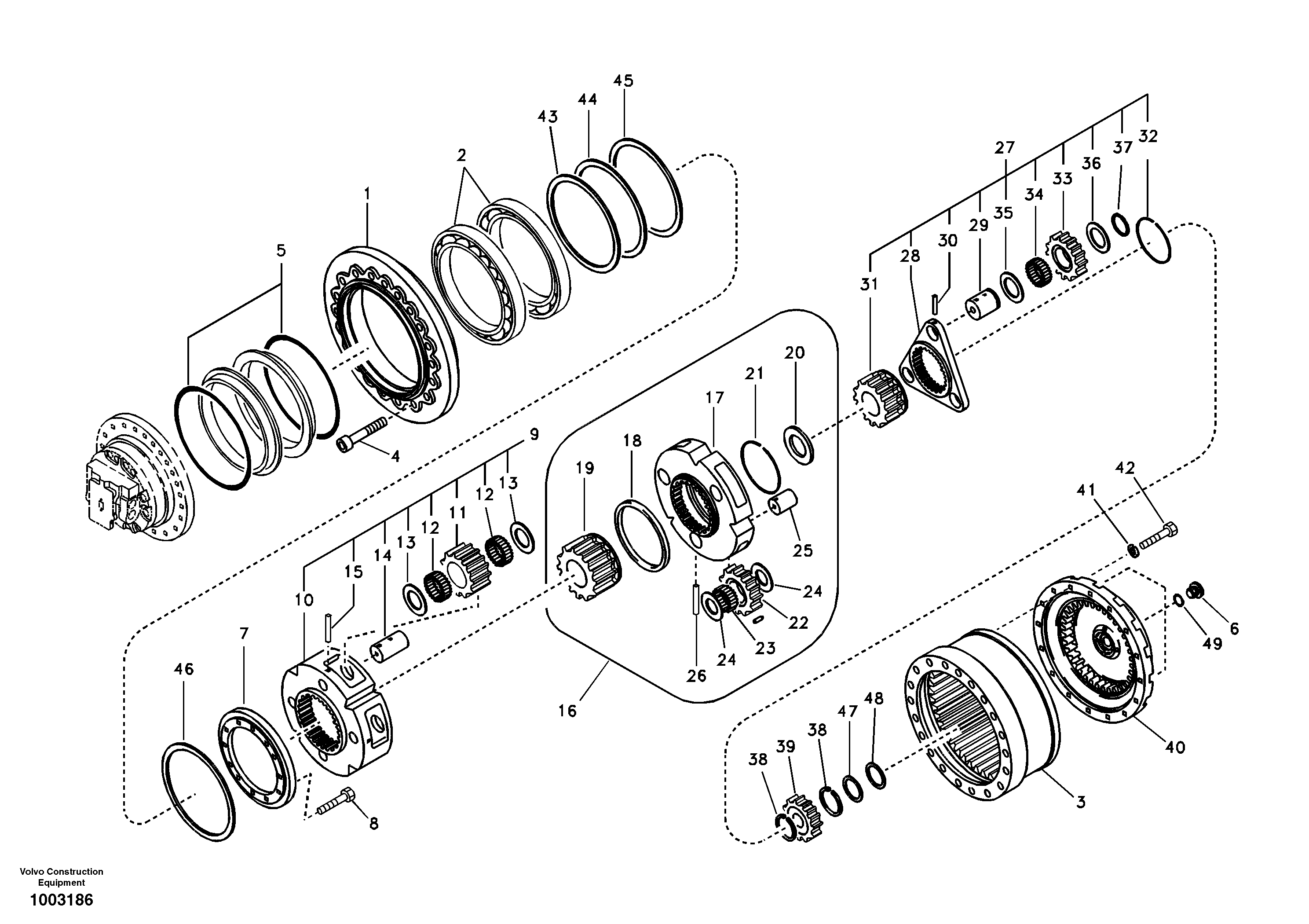 Travel gearbox — volvo parts diagram