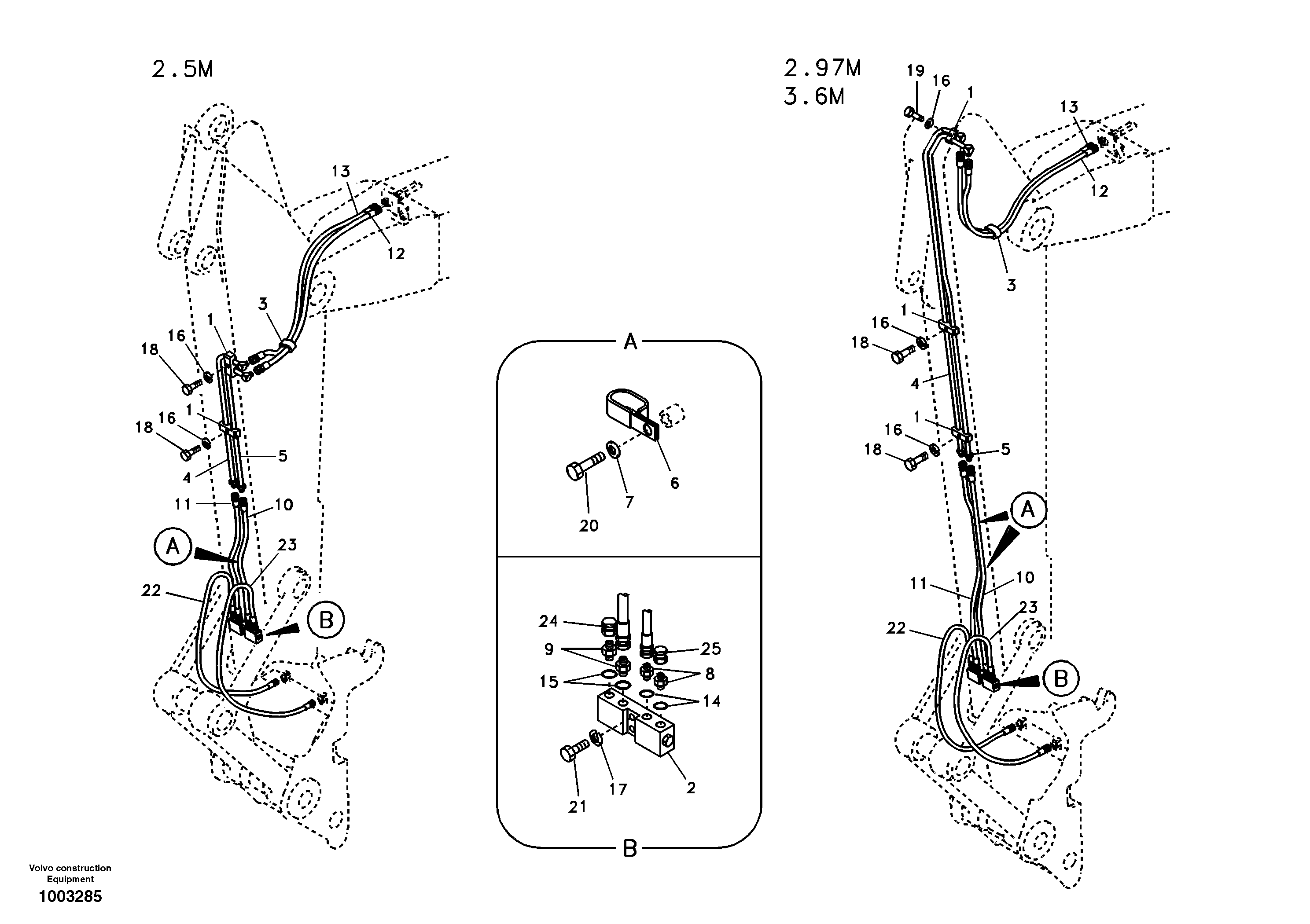 Working hydraulic, quick fit on dipper arm — volvo parts diagram