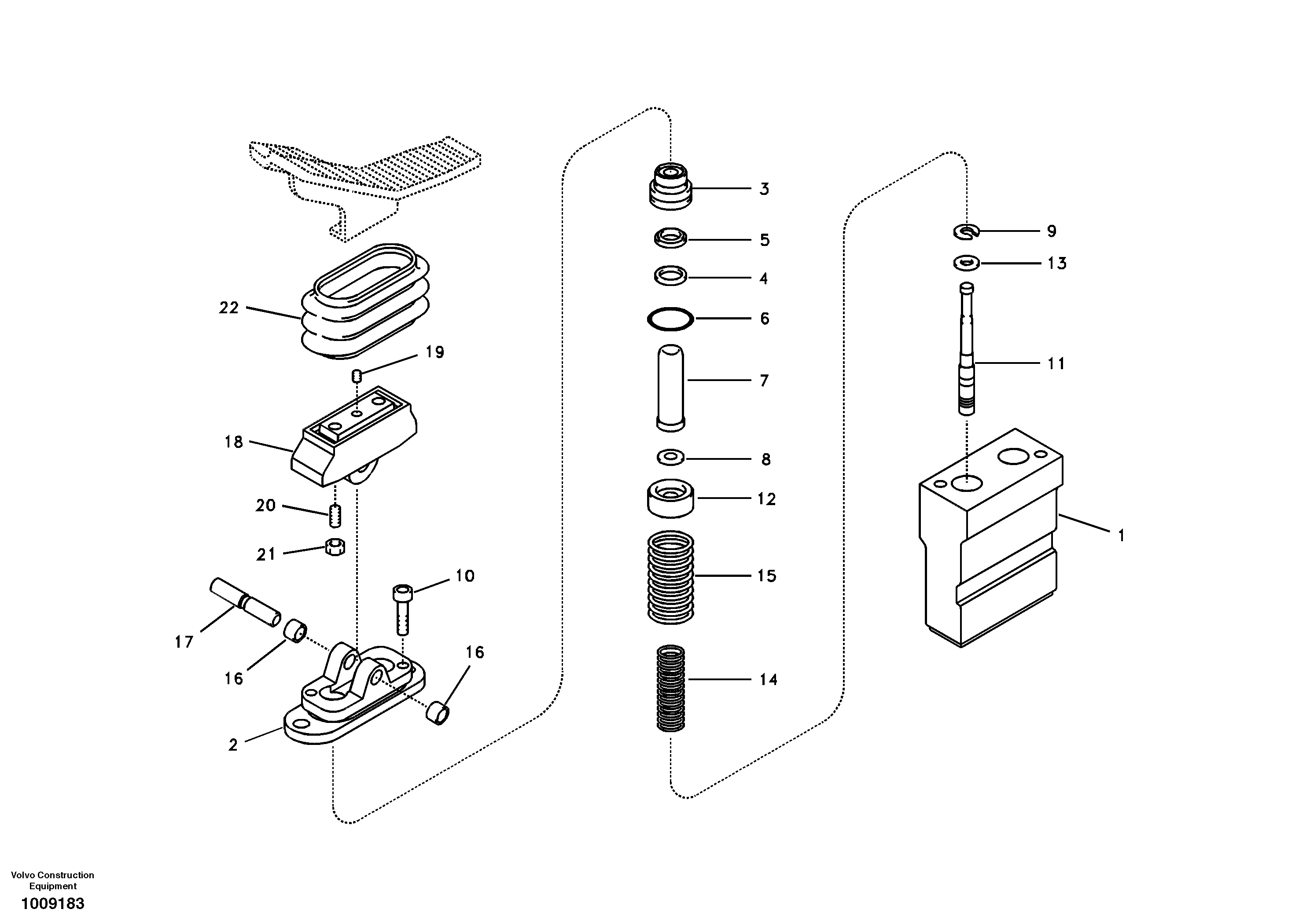 Working hydraulic, remote control valve pedal for adjustable boom — volvo parts diagram