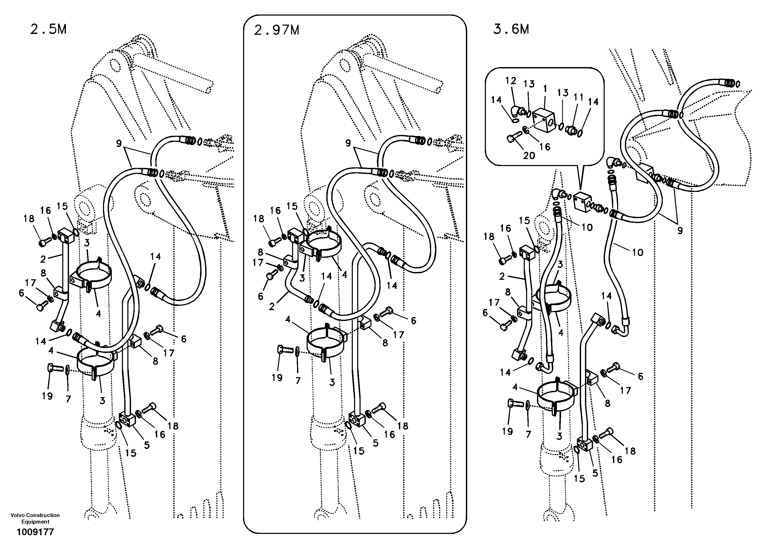 Working hydraulic, bucket cylinder on dipper arm — volvo parts diagram