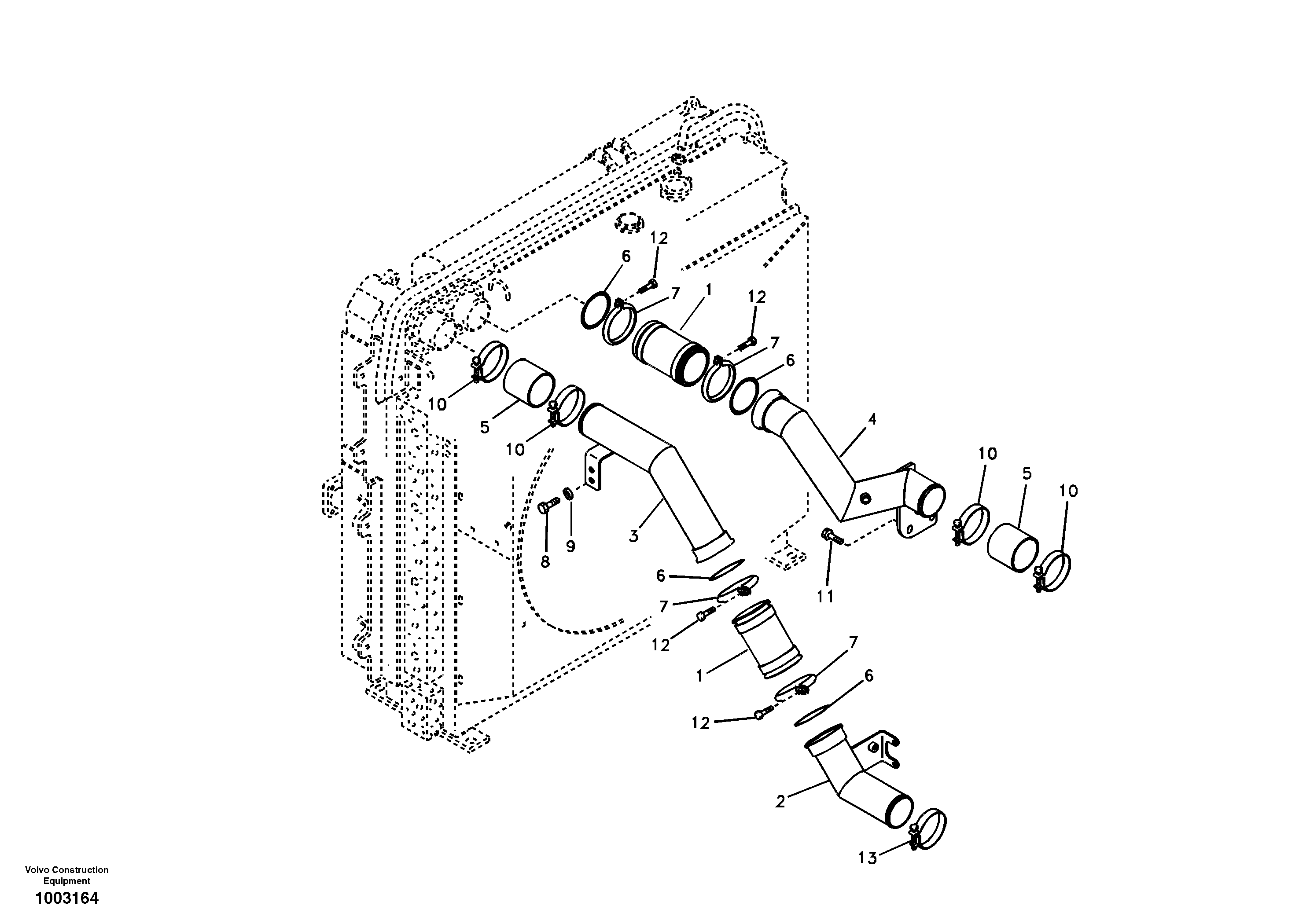 Charge air cooler, plumbing — volvo parts diagram