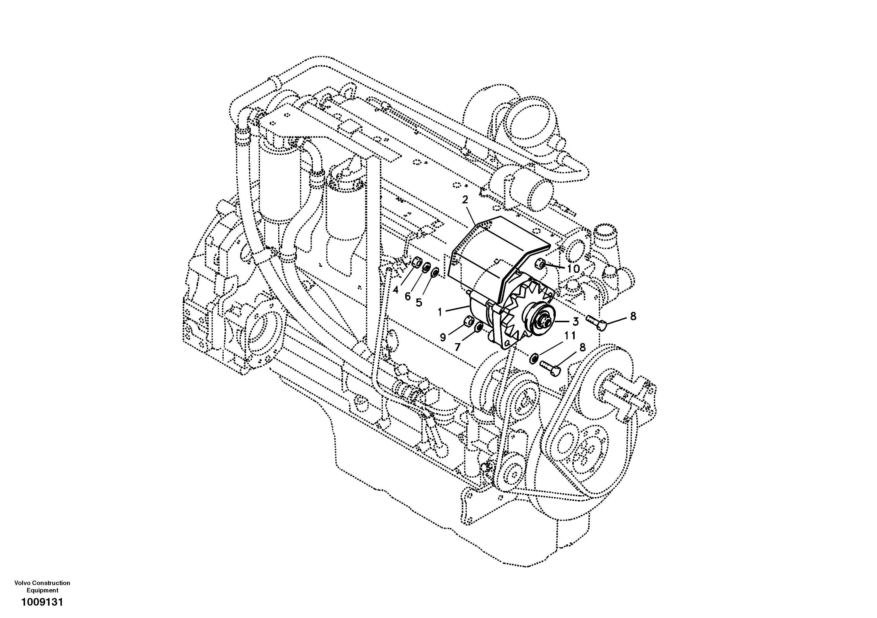Alternator with assembling details  ENG S/N -946871 — volvo parts diagram