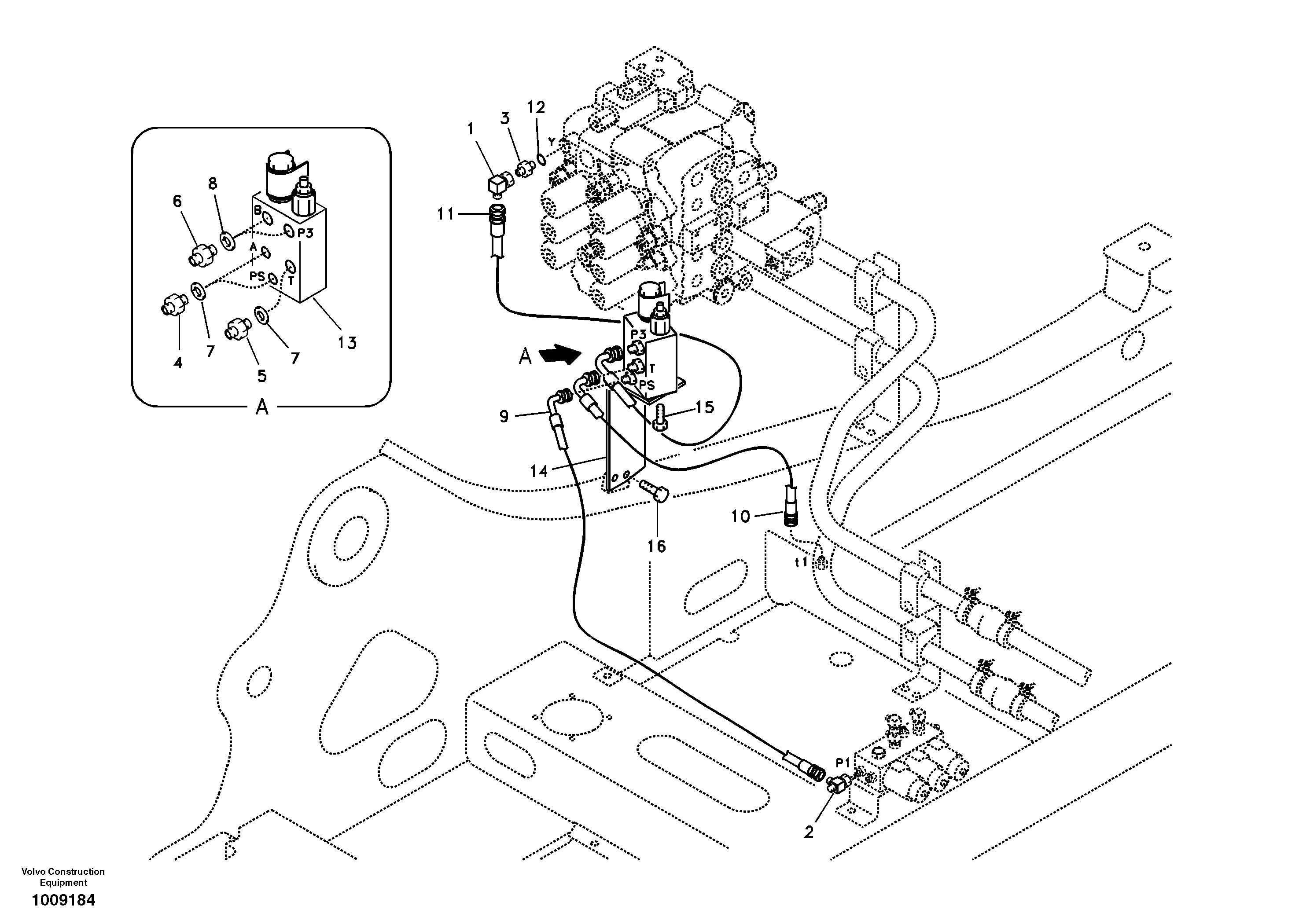Working hydraulic, quick fit on upper frame — volvo parts diagram