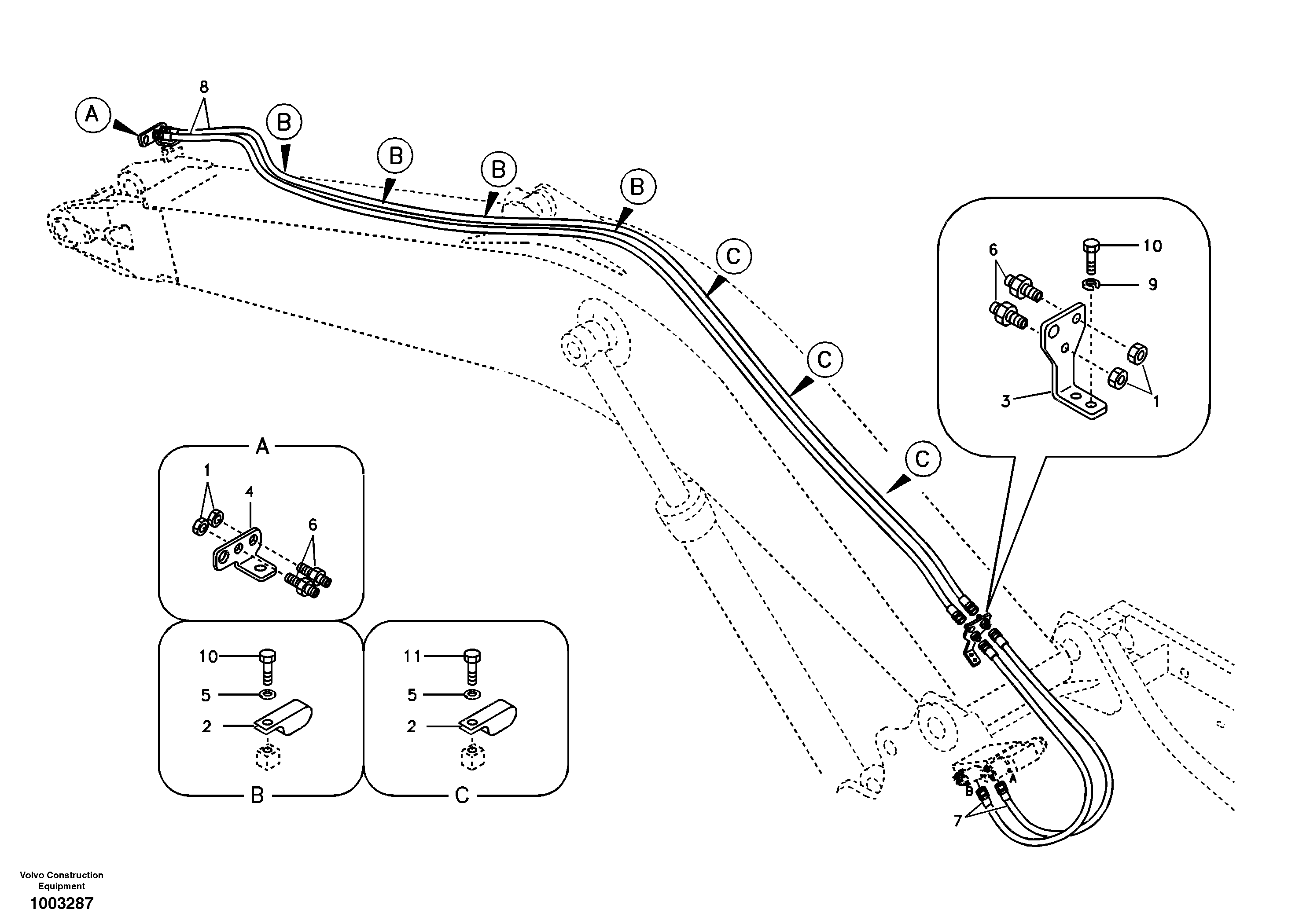 Working hydraulic, slope and rotator on boom — volvo parts diagram