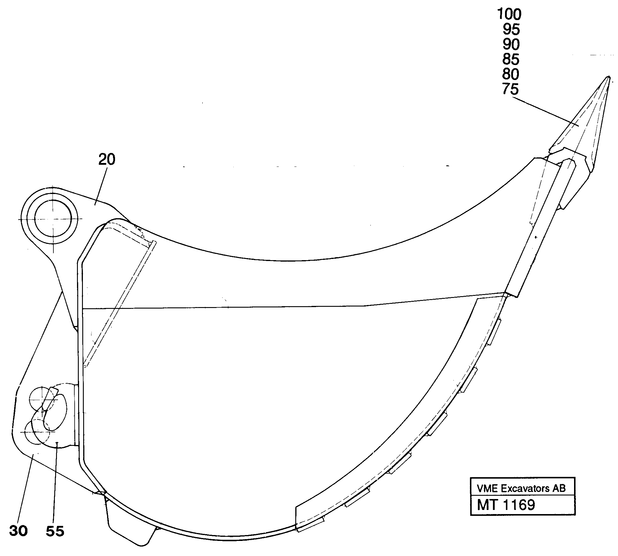 Backhoe buckets, konv. attachment  14257674    14257911 — volvo parts diagram