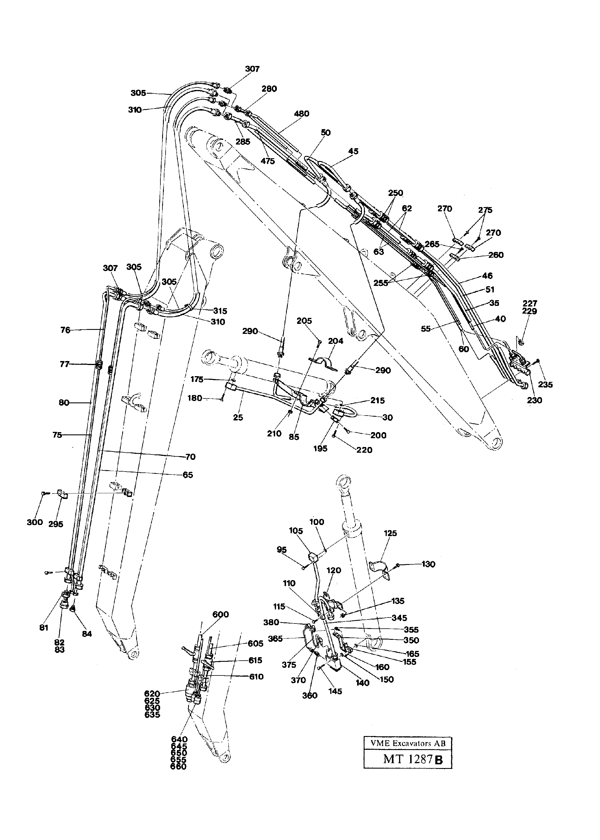 Materials handl. equipm. boom 6,00 m, dipper 4,40 boom 6,75 m, dipper 5,15 — volvo parts diagram