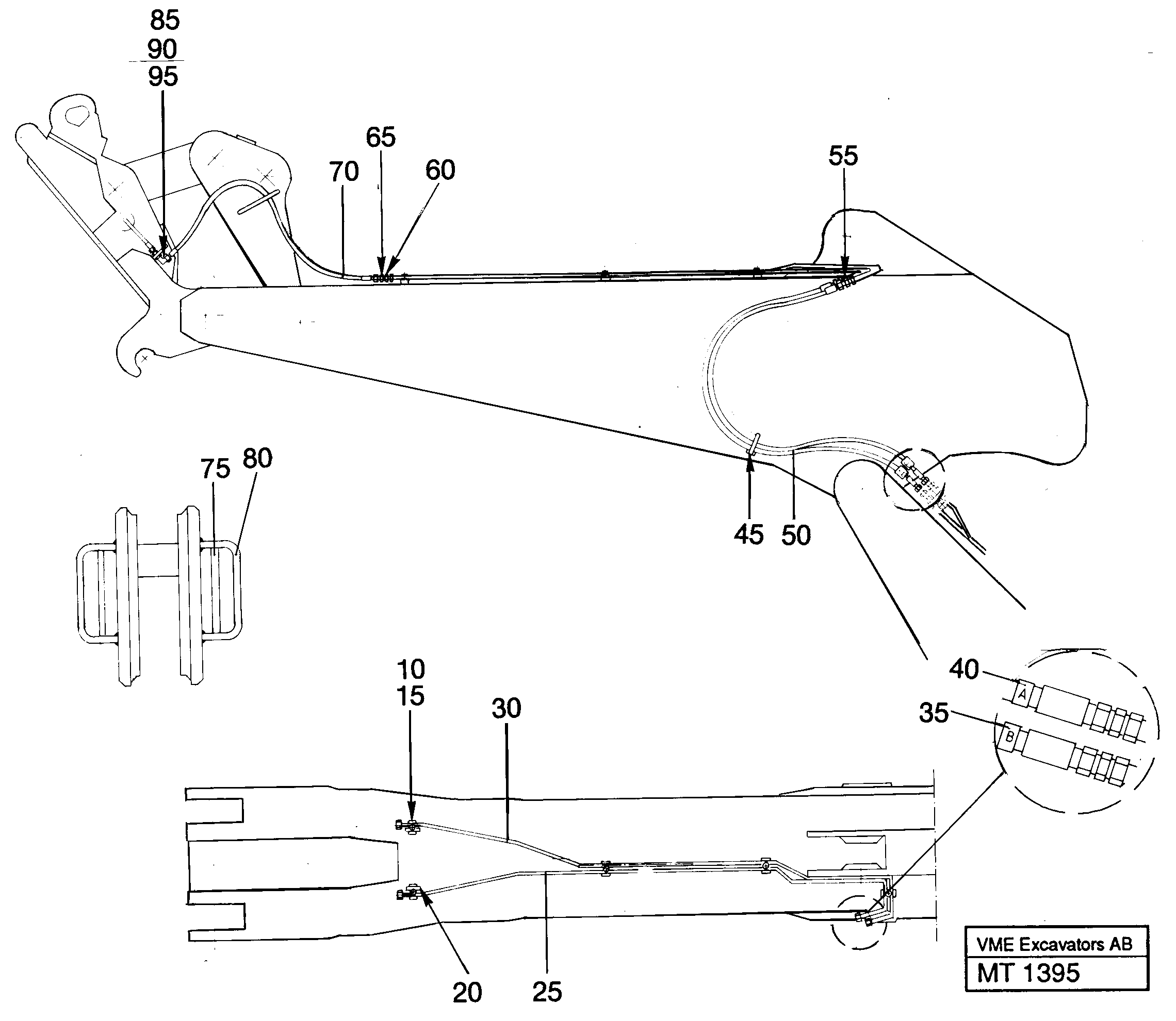 Hydr. quick fit equipmenton dipper  14255214    14255215     14255217 — volvo parts diagram