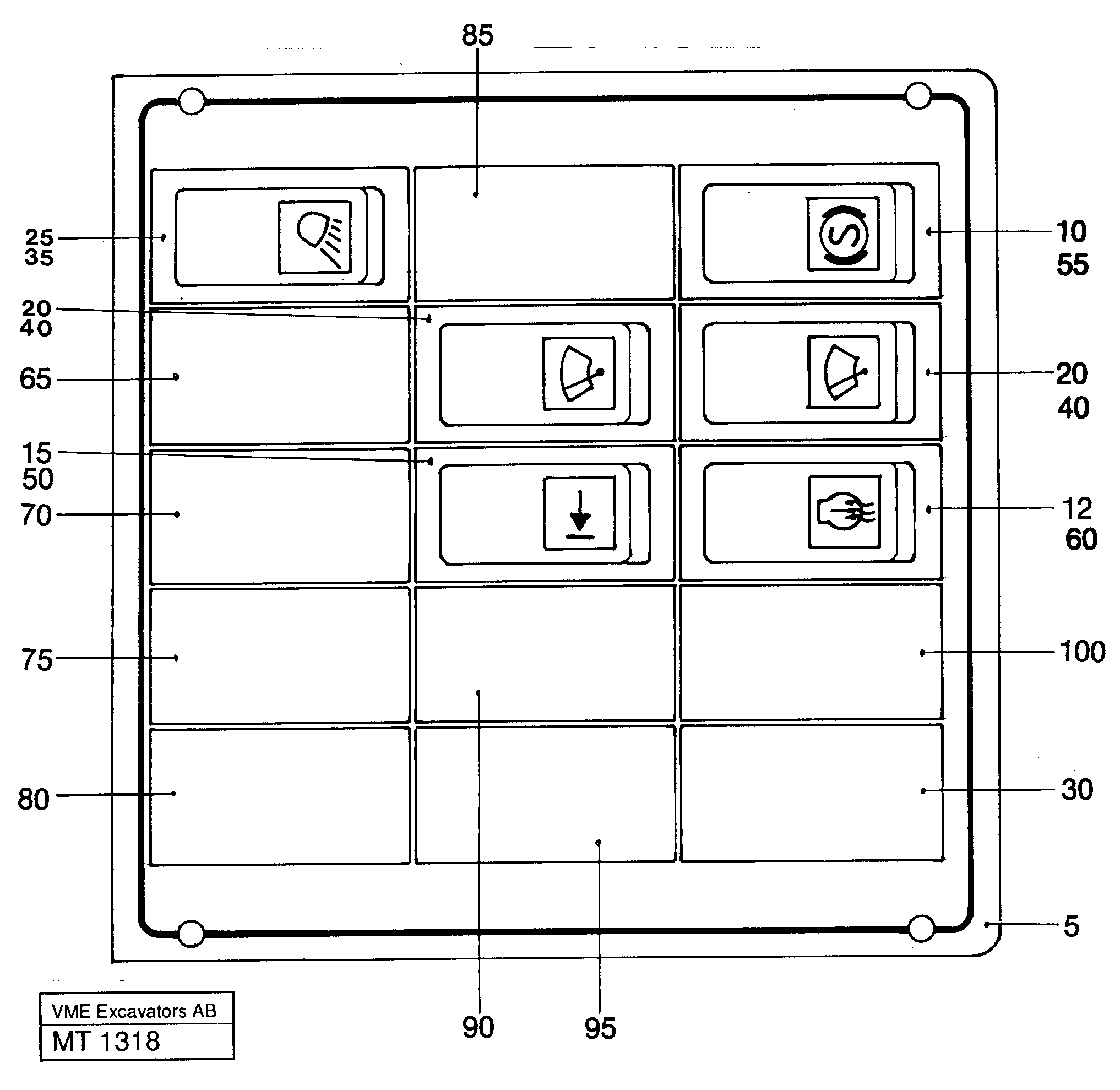 Toggle switch panel — volvo parts diagram