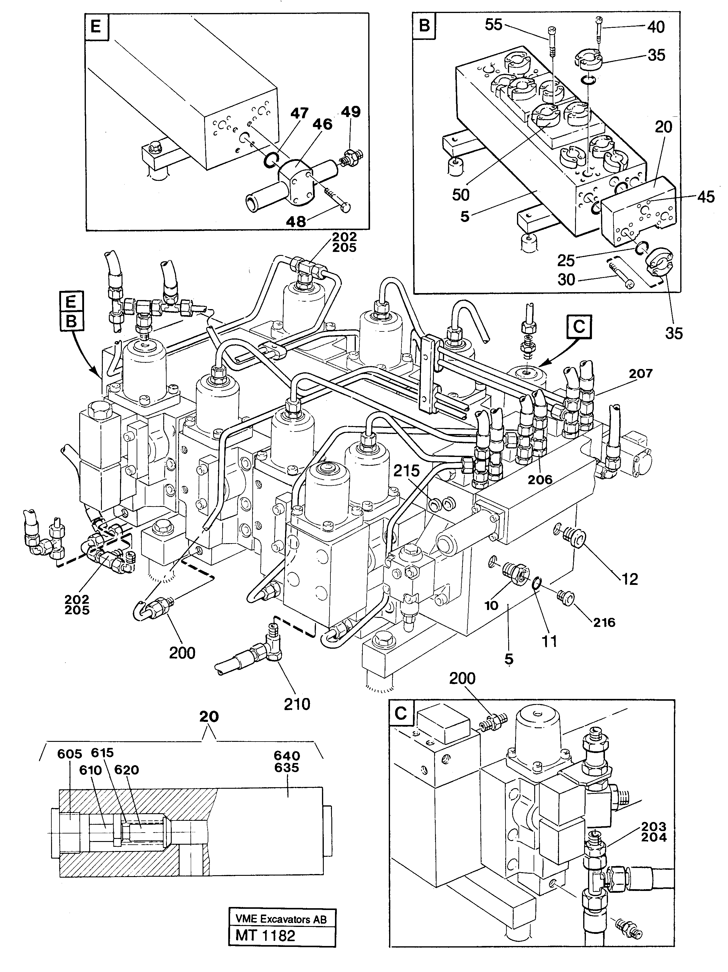 Main valve assembly with connections — volvo parts diagram