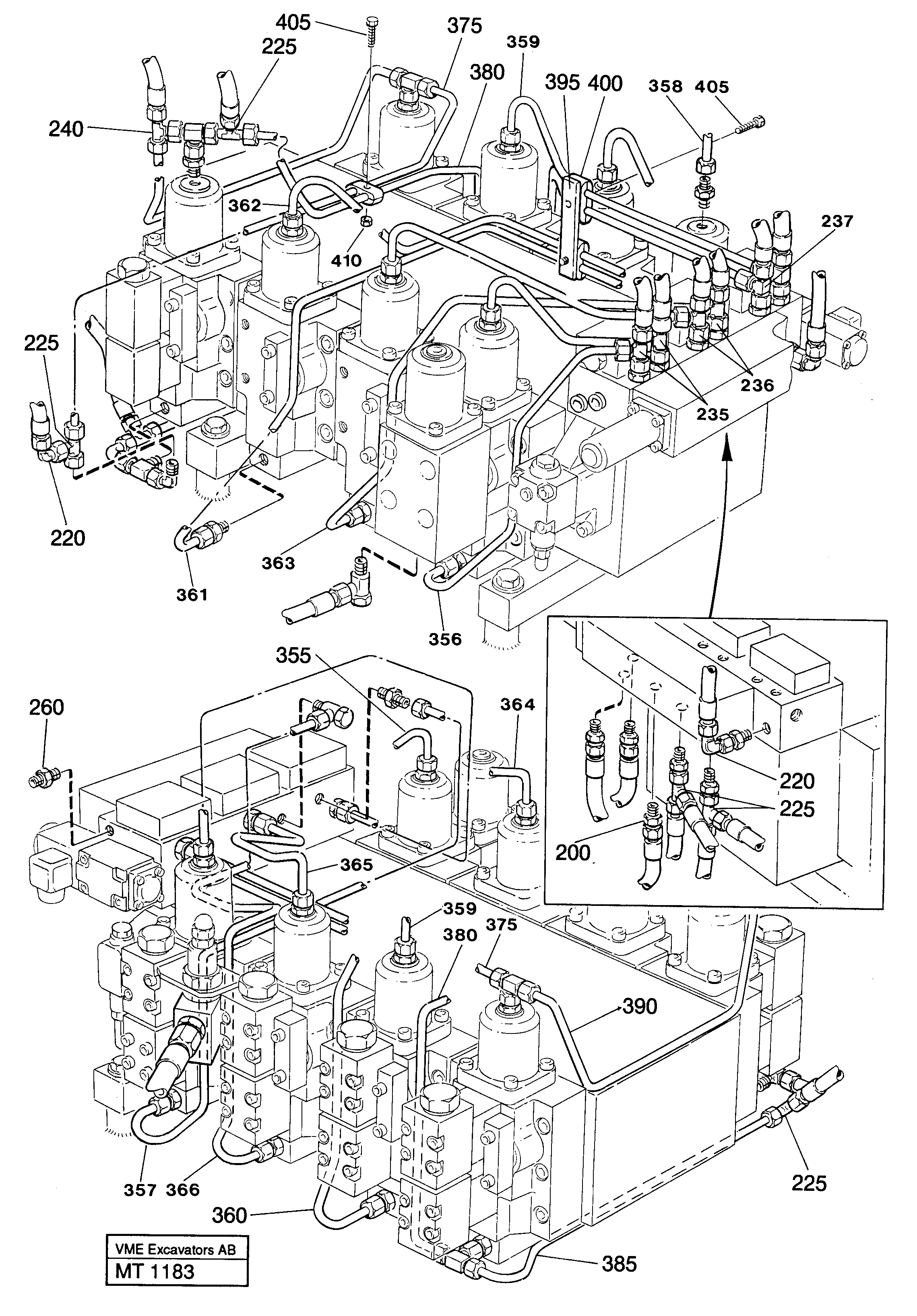 Main valve assembly with connections — volvo parts diagram